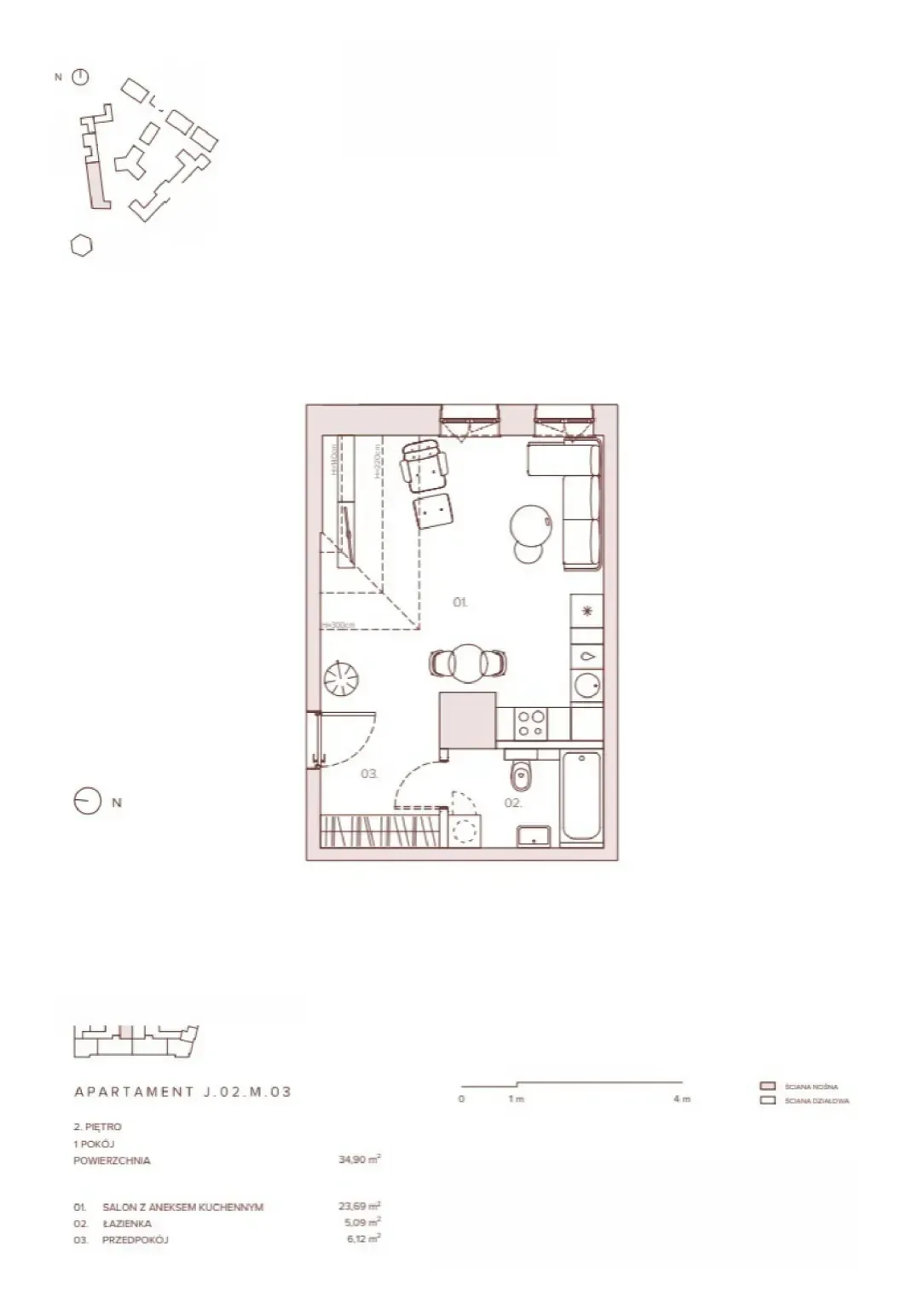 Floor plan: Apartment no. J.02.M.03