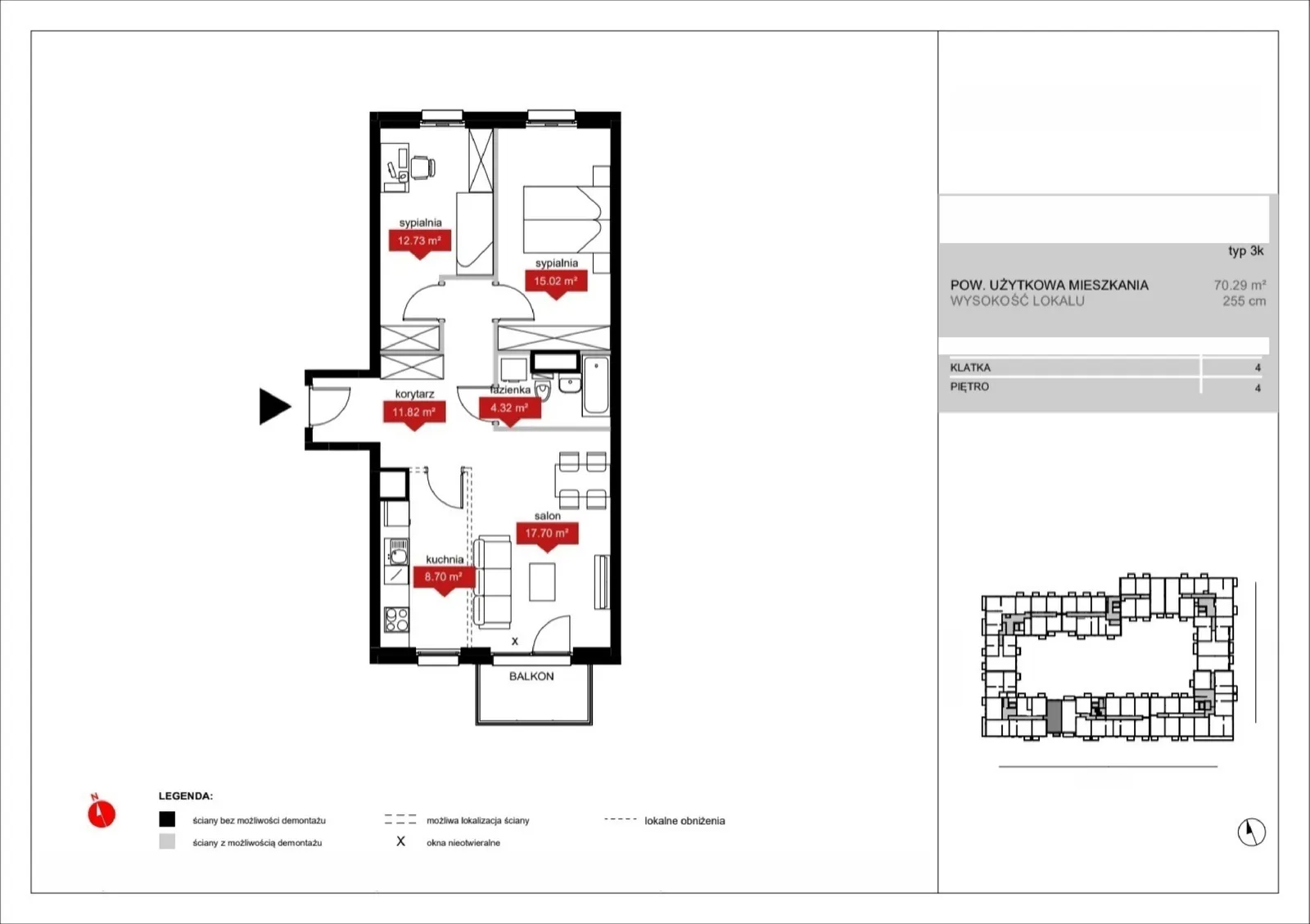 Floor plan: Lokal A4 36, 3 pok.