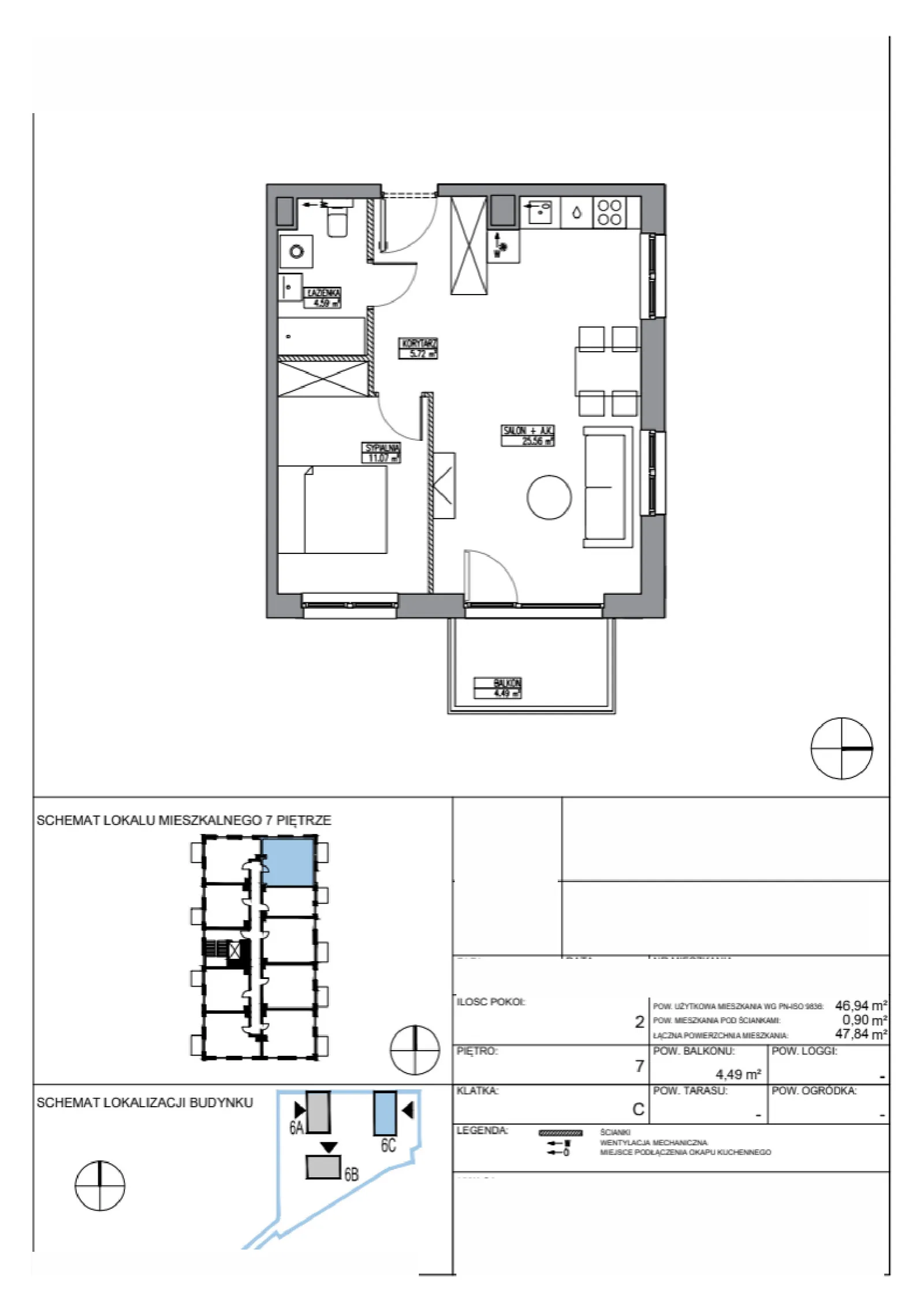 Floor plan: Apartment no. KR6/C/7/3