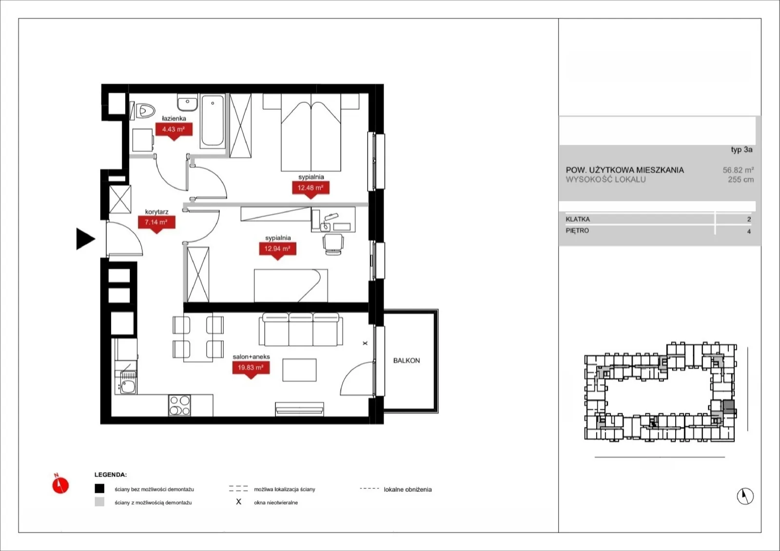 Floor plan: Lokal A2 46, 3 pok.
