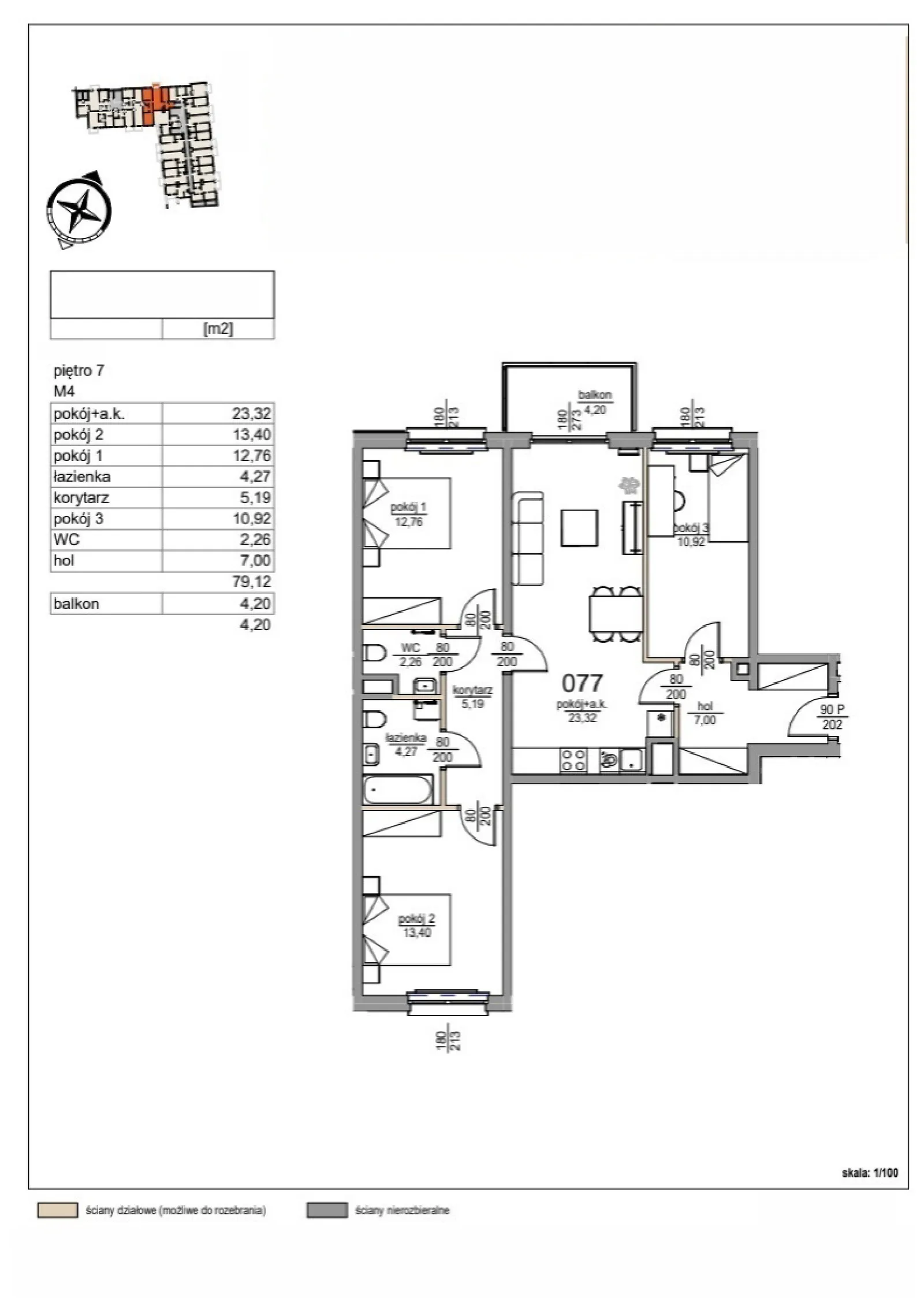 Floor plan: Apartment no. 77
