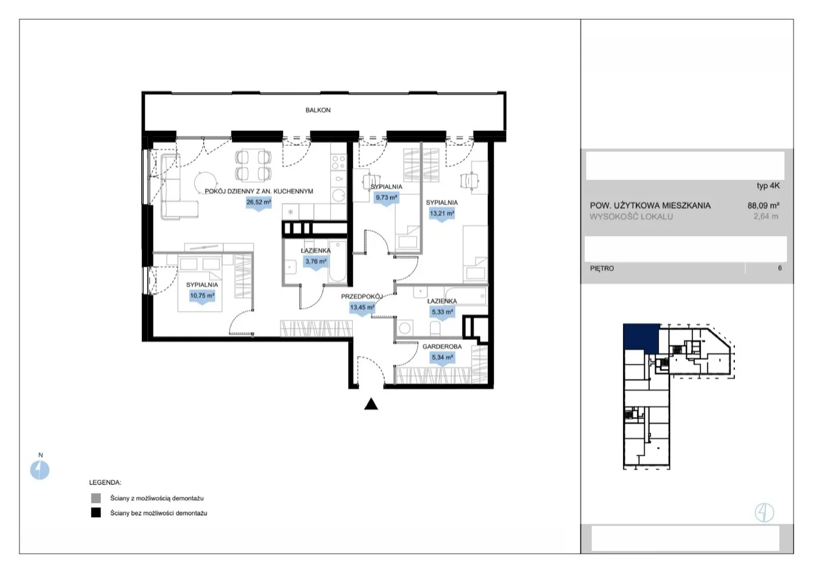 Floor plan: Lokal E2 41, 4 pok.