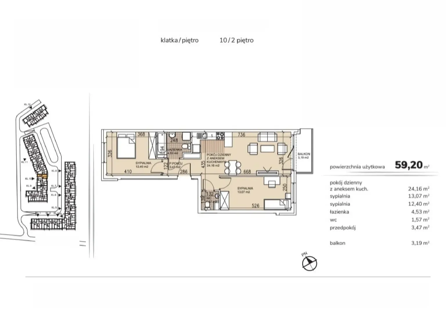 Floor plan: Apartment no. 10-2-7