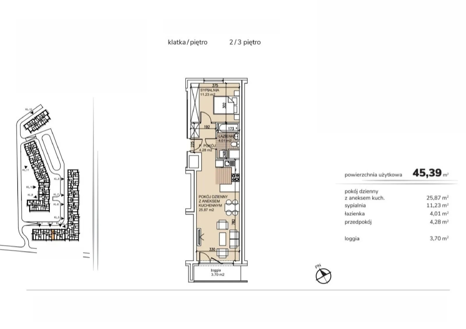 Floor plan: Apartment no. 2-3-10