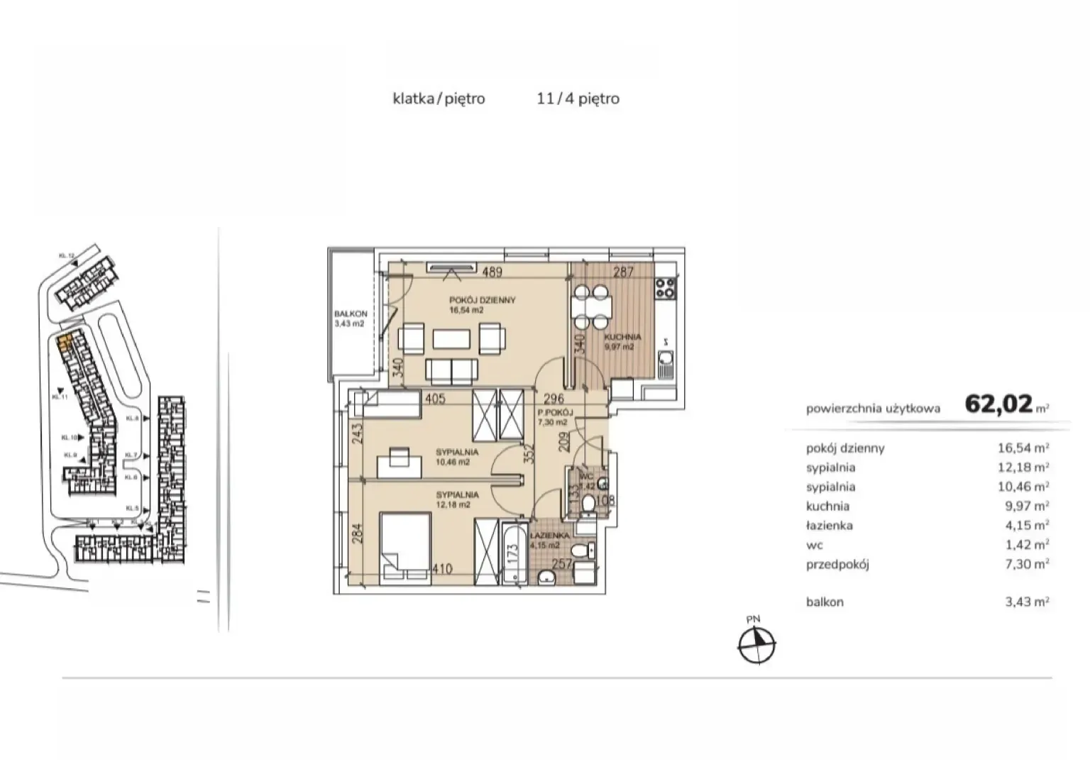 Floor plan: Apartment no. 11-4-55
