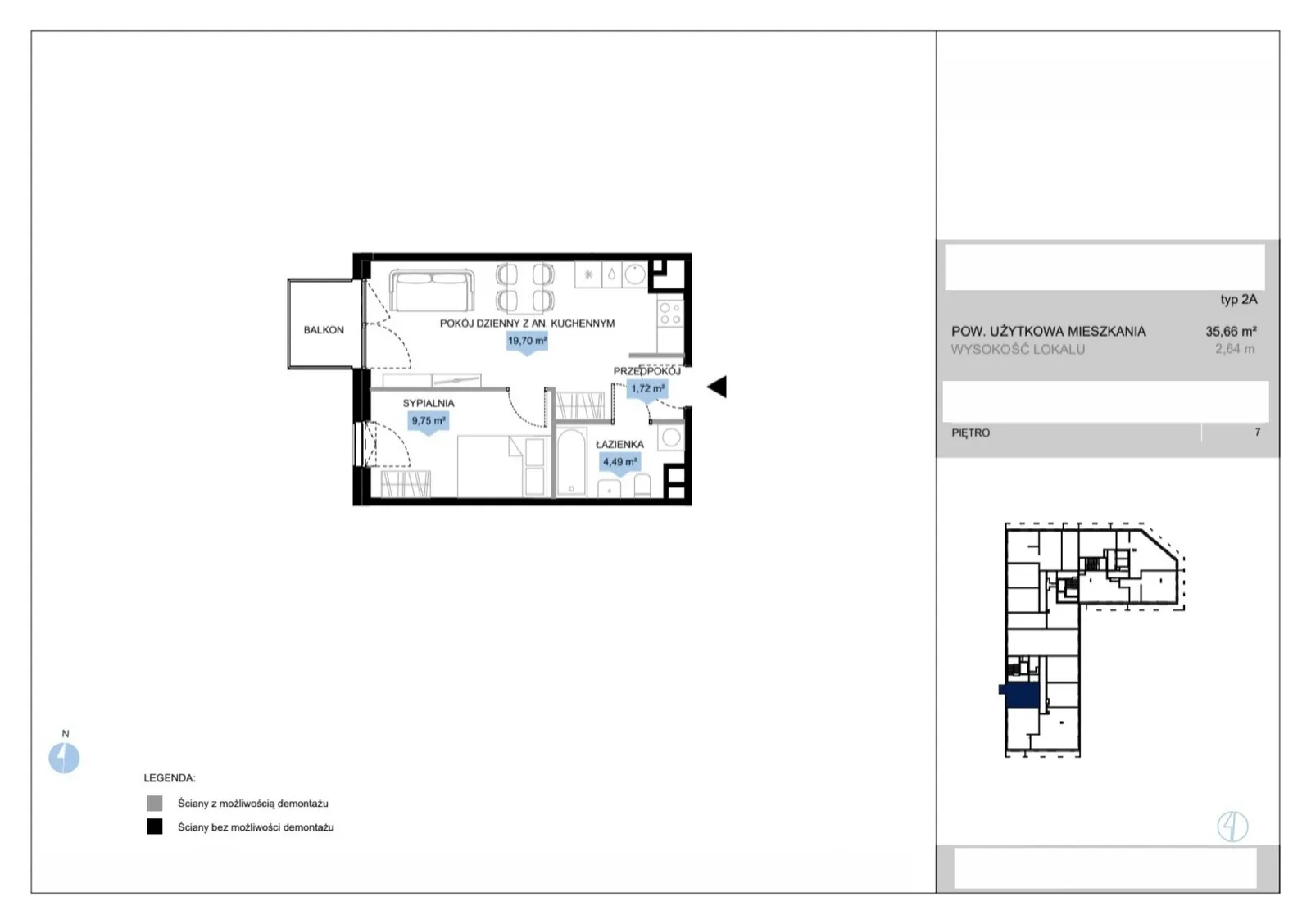 Floor plan: Lokal E1 51, 2 pok.