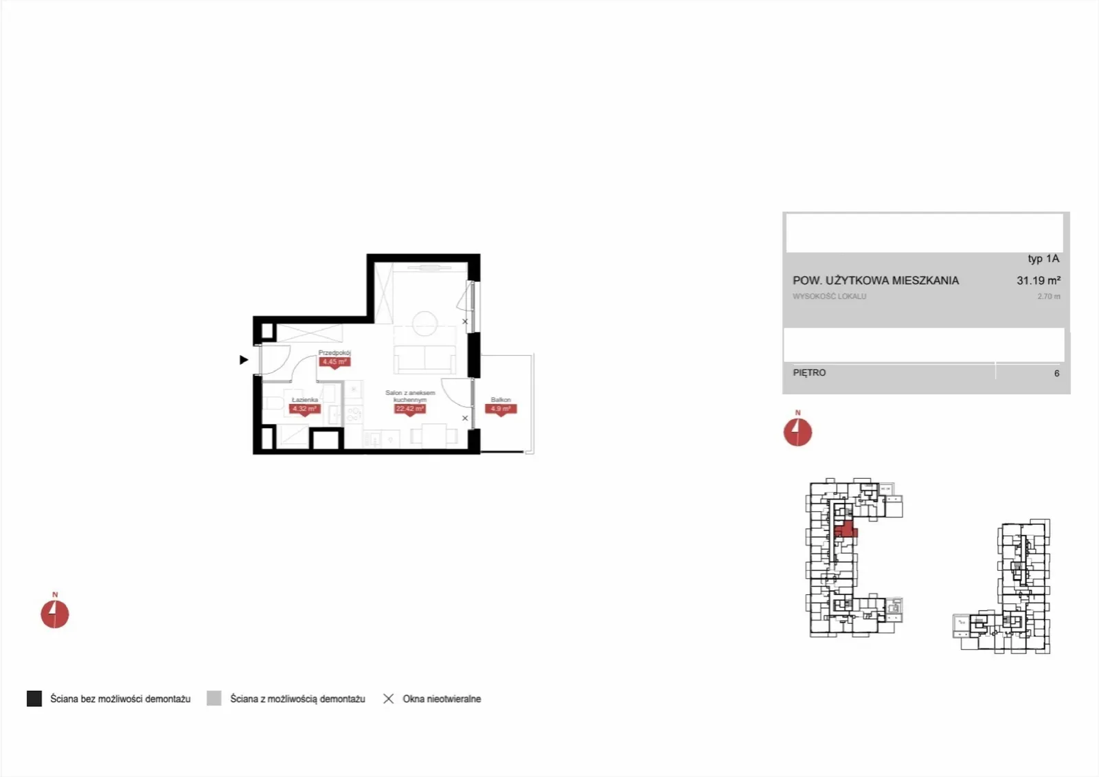 Floor plan: Lokal C2F 210, 1 pok.