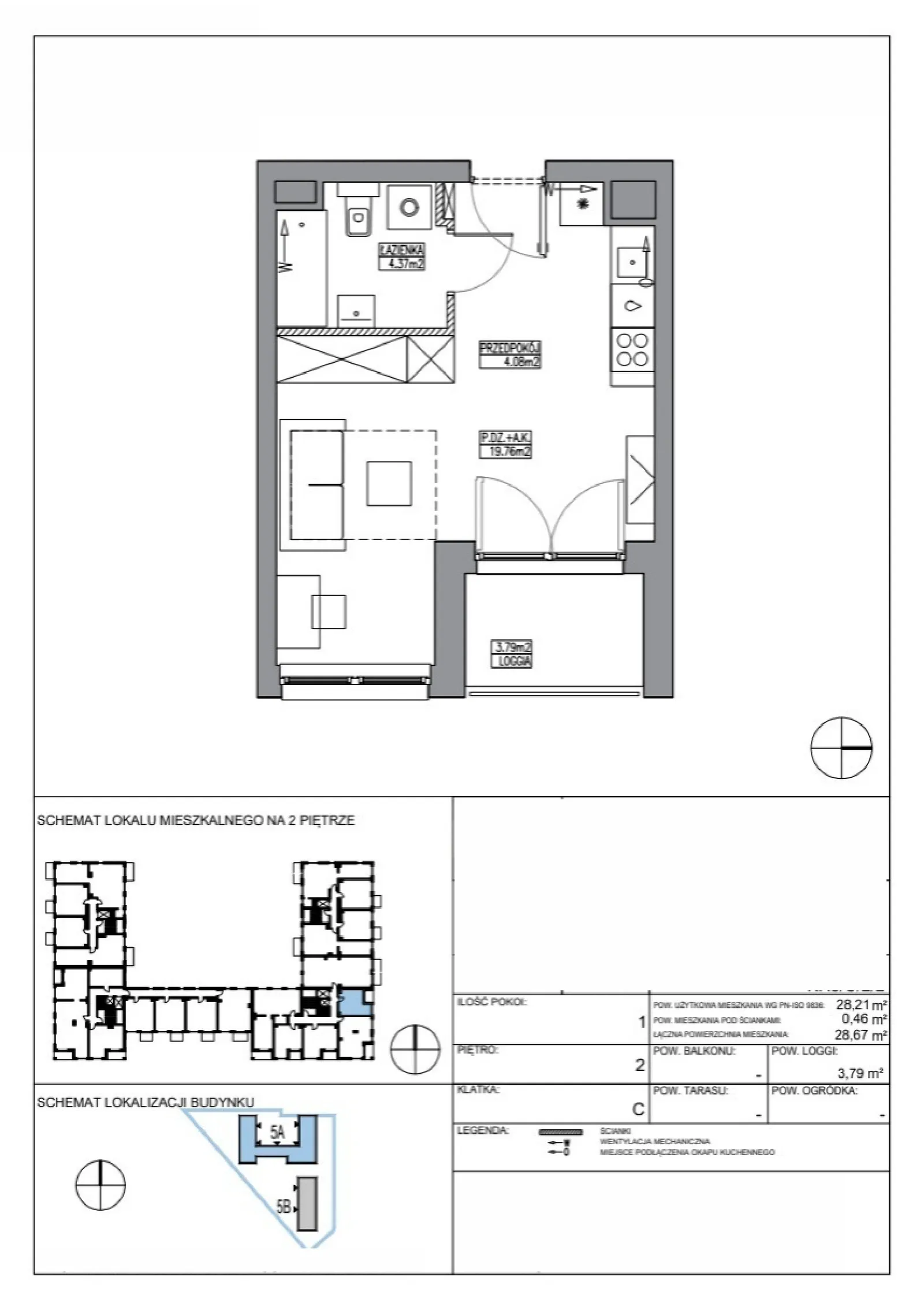 Rzut: Lokal KR5/C/2/2, 1 pok.