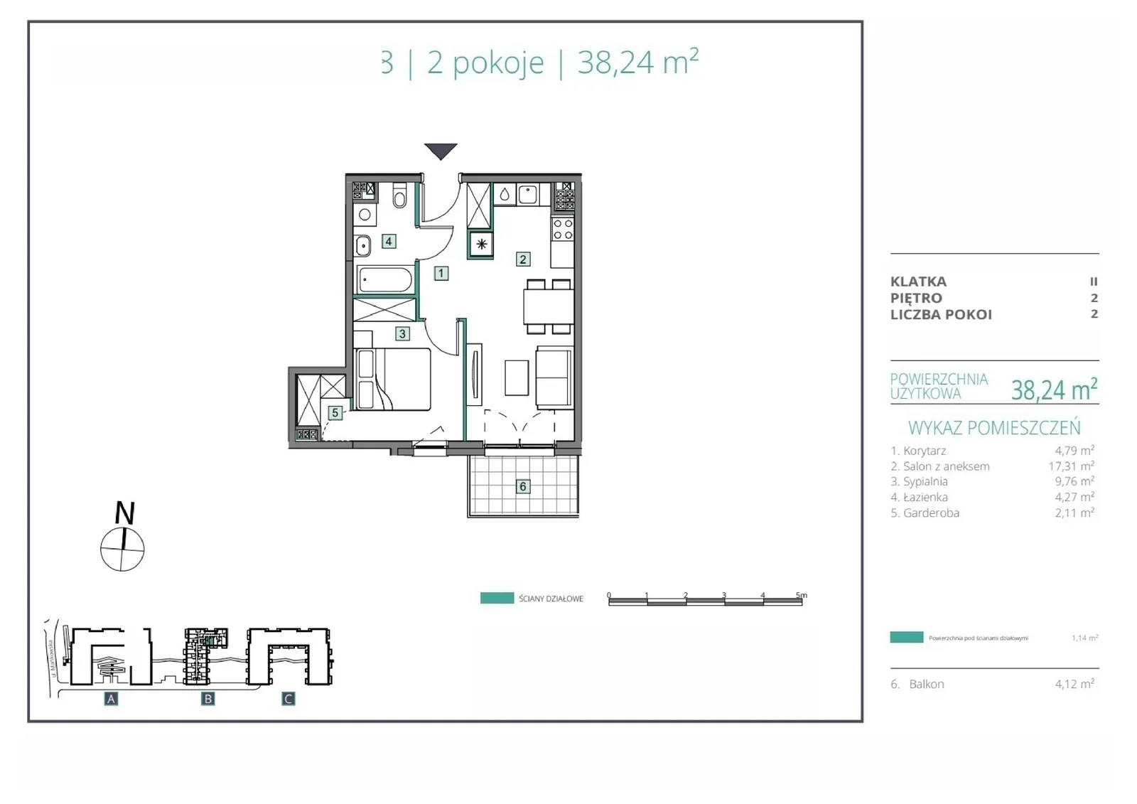 Floor plan: Apartment no. B.38