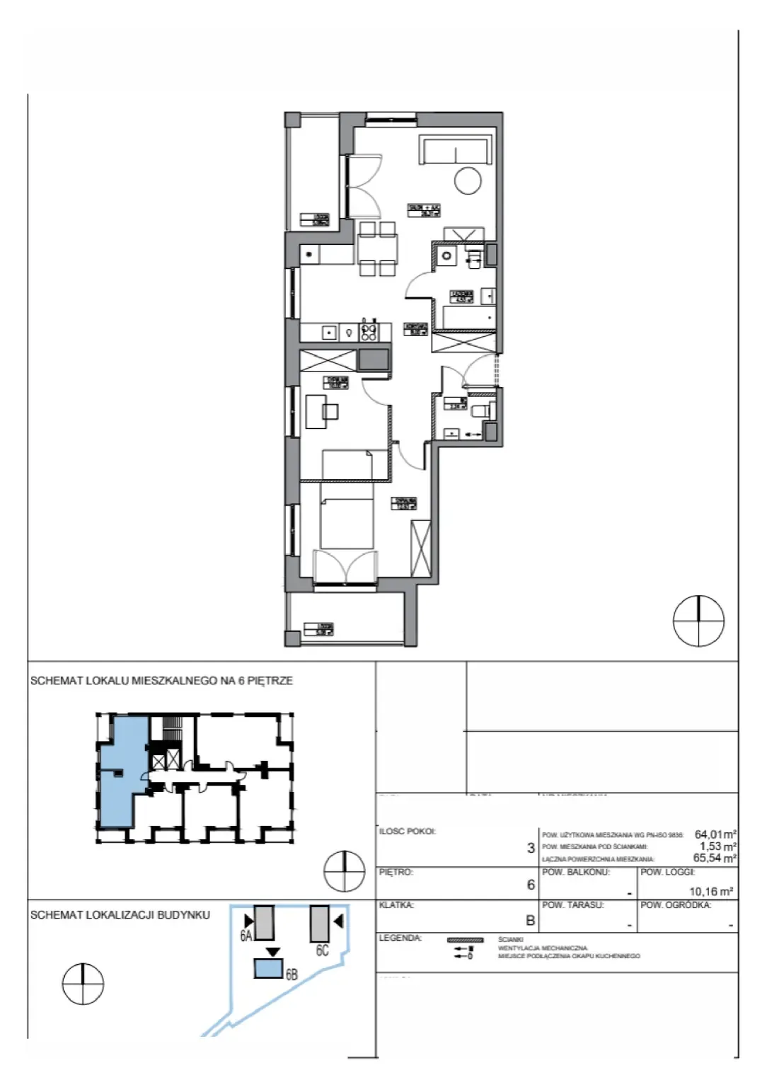 Floor plan: Apartment no. KR6/B/6/5