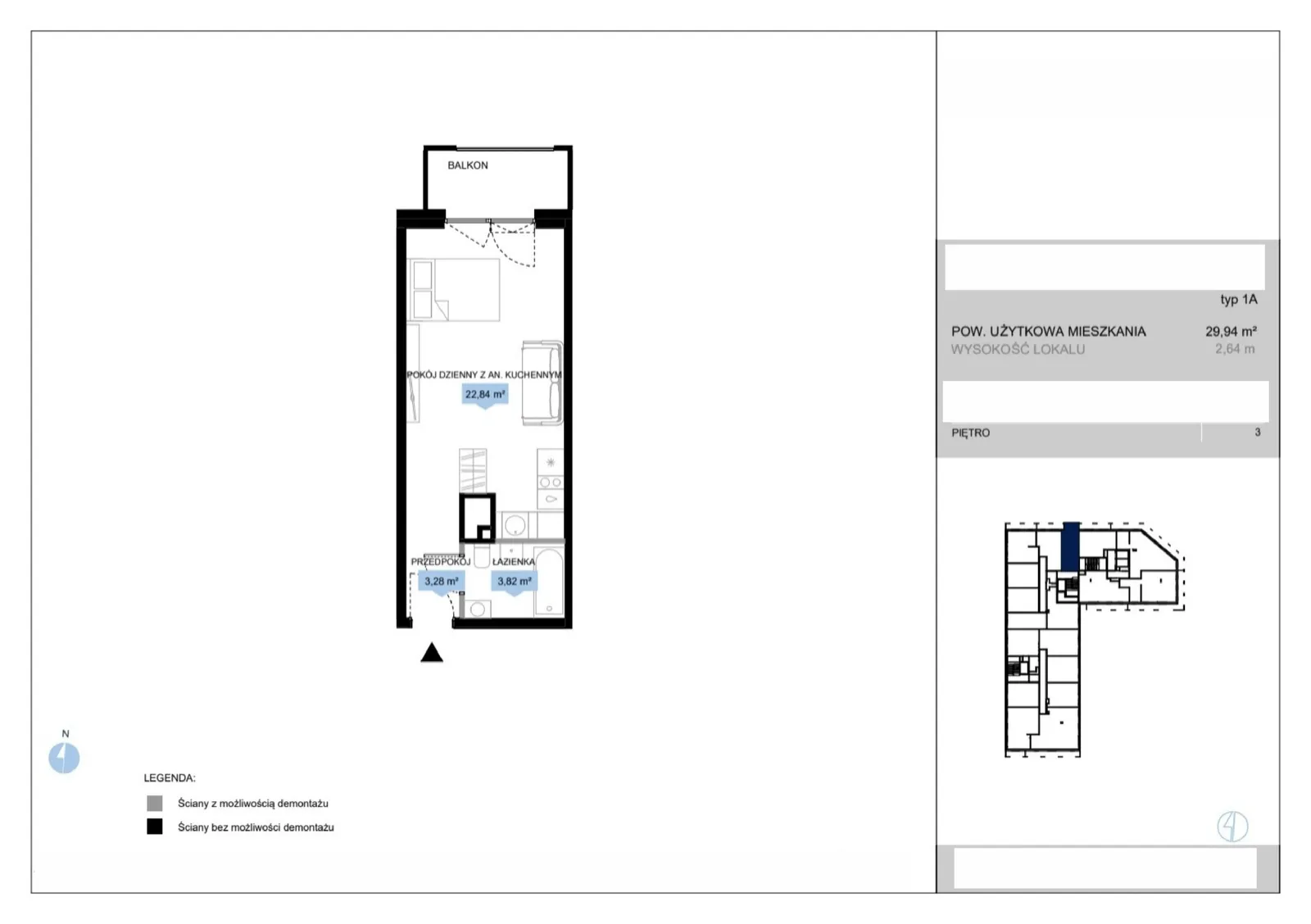 Floor plan: Lokal E2 24, 1 pok.