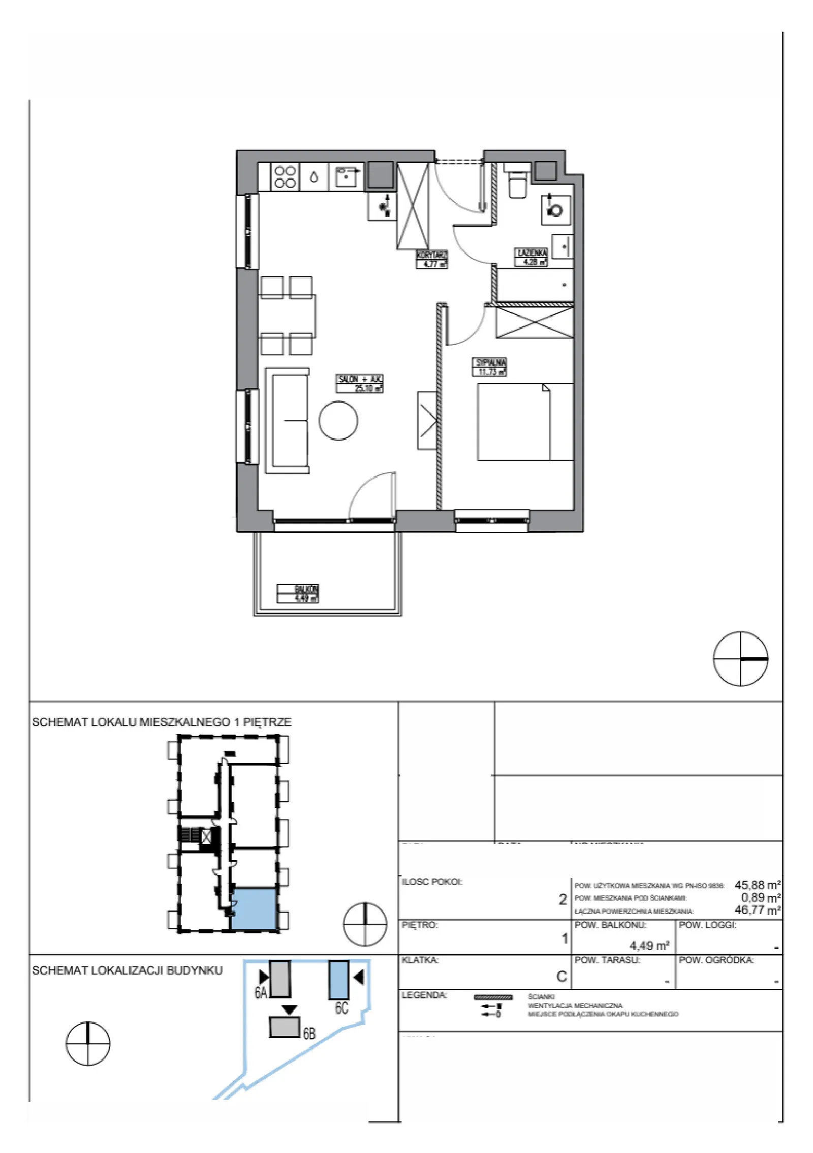 Floor plan: Apartment no. KR6/C/1/4