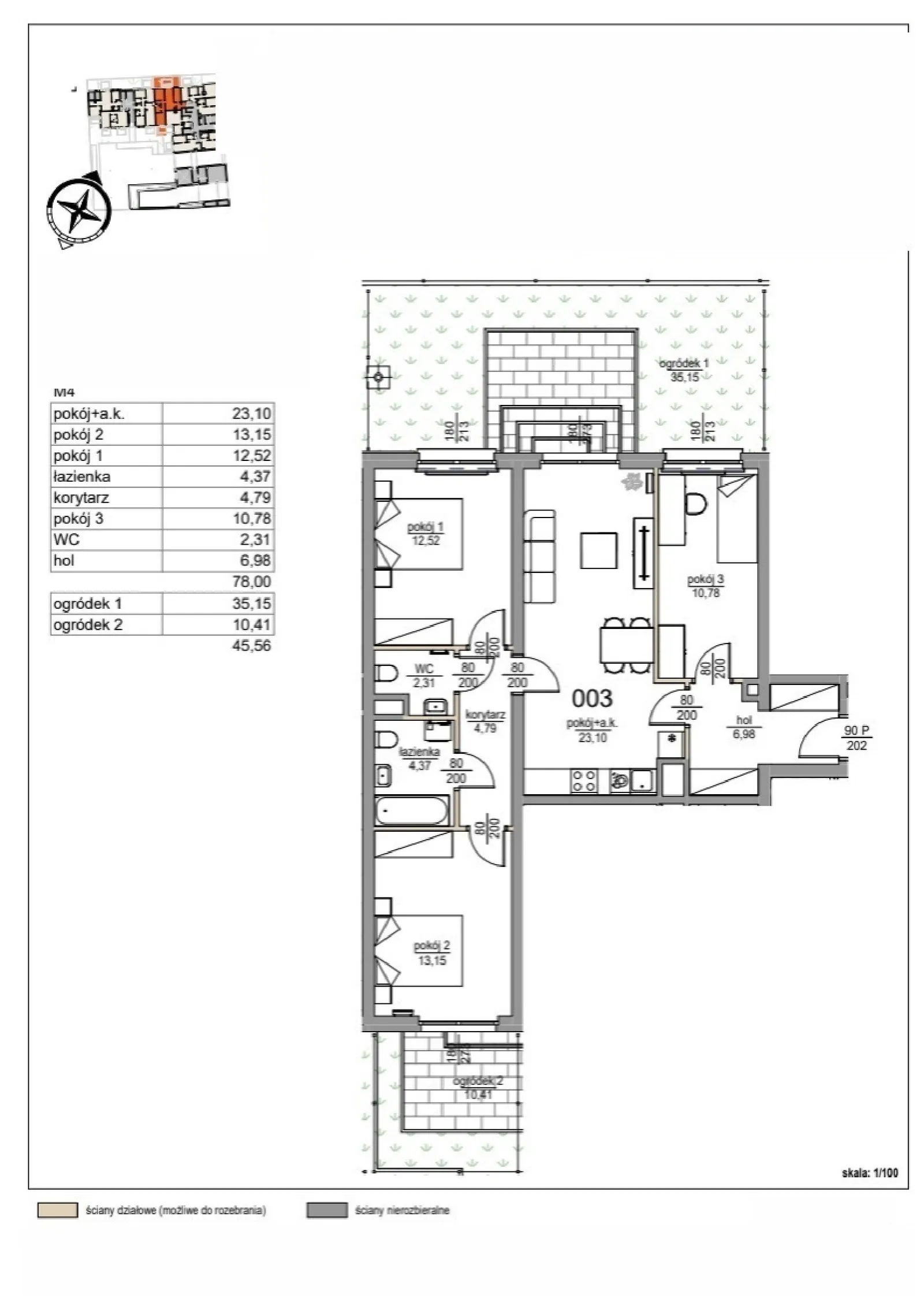 Floor plan: Apartment no. 3