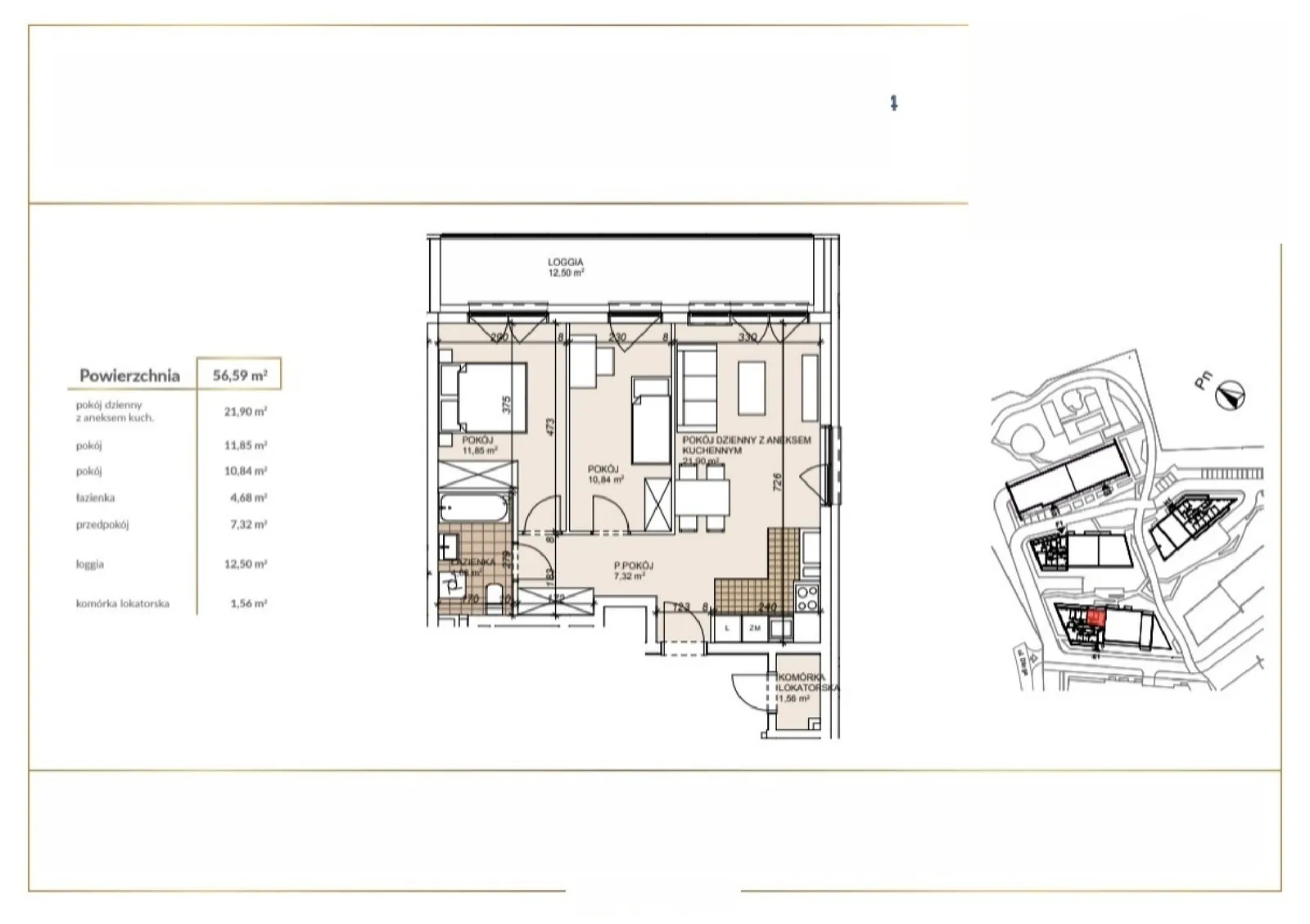 Floor plan: Apartment no. E1-9-84