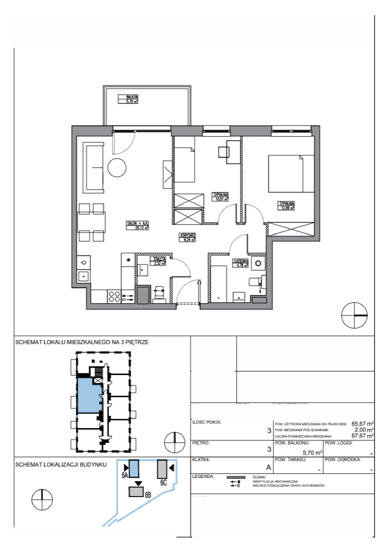 Floor plan: Apartment no. KR6/A/3/7