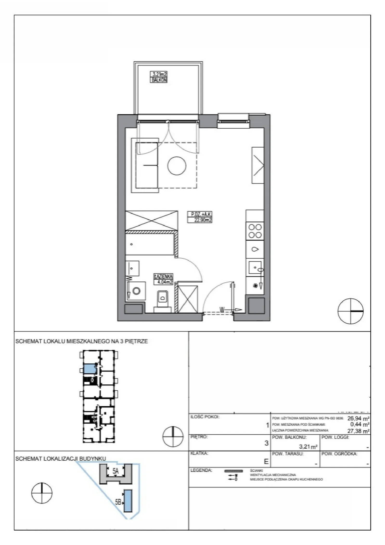 Floor plan: Apartment no. KR5/E/3/1