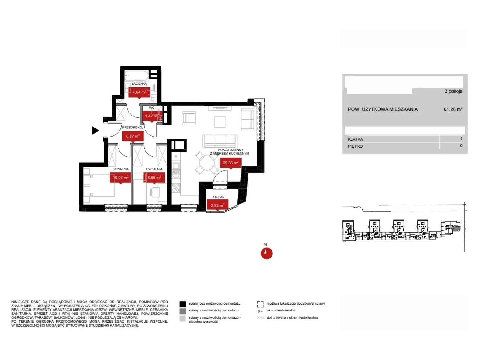 Floor plan: Lokal WR1 1/9/2/3a, 3 pok.