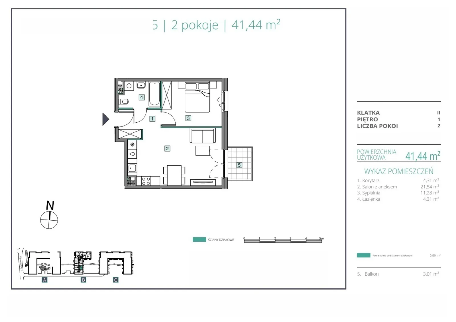 Floor plan: Apartment no. B.15