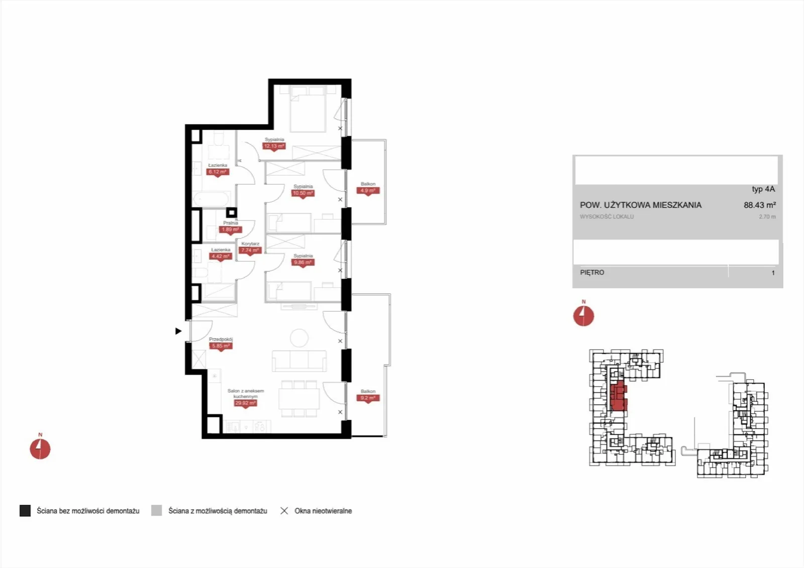 Floor plan: Lokal C2F 167, 4 pok.