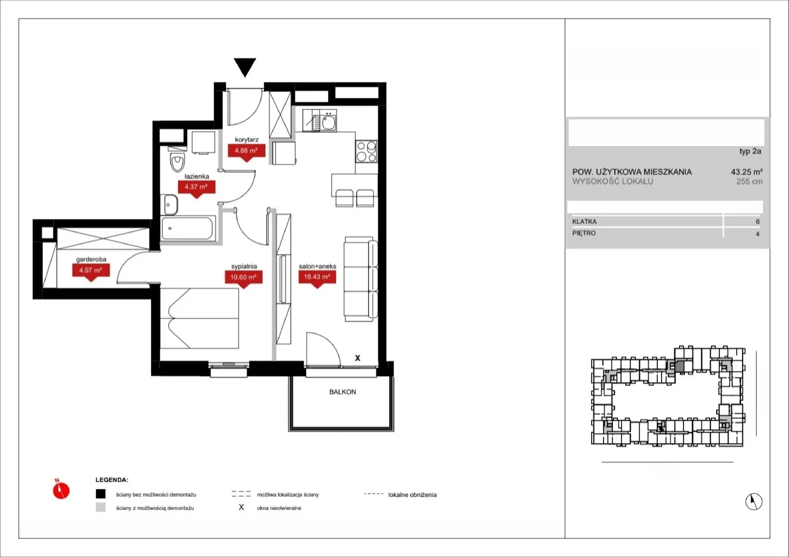 Floor plan: Lokal A6 54, 2 pok.