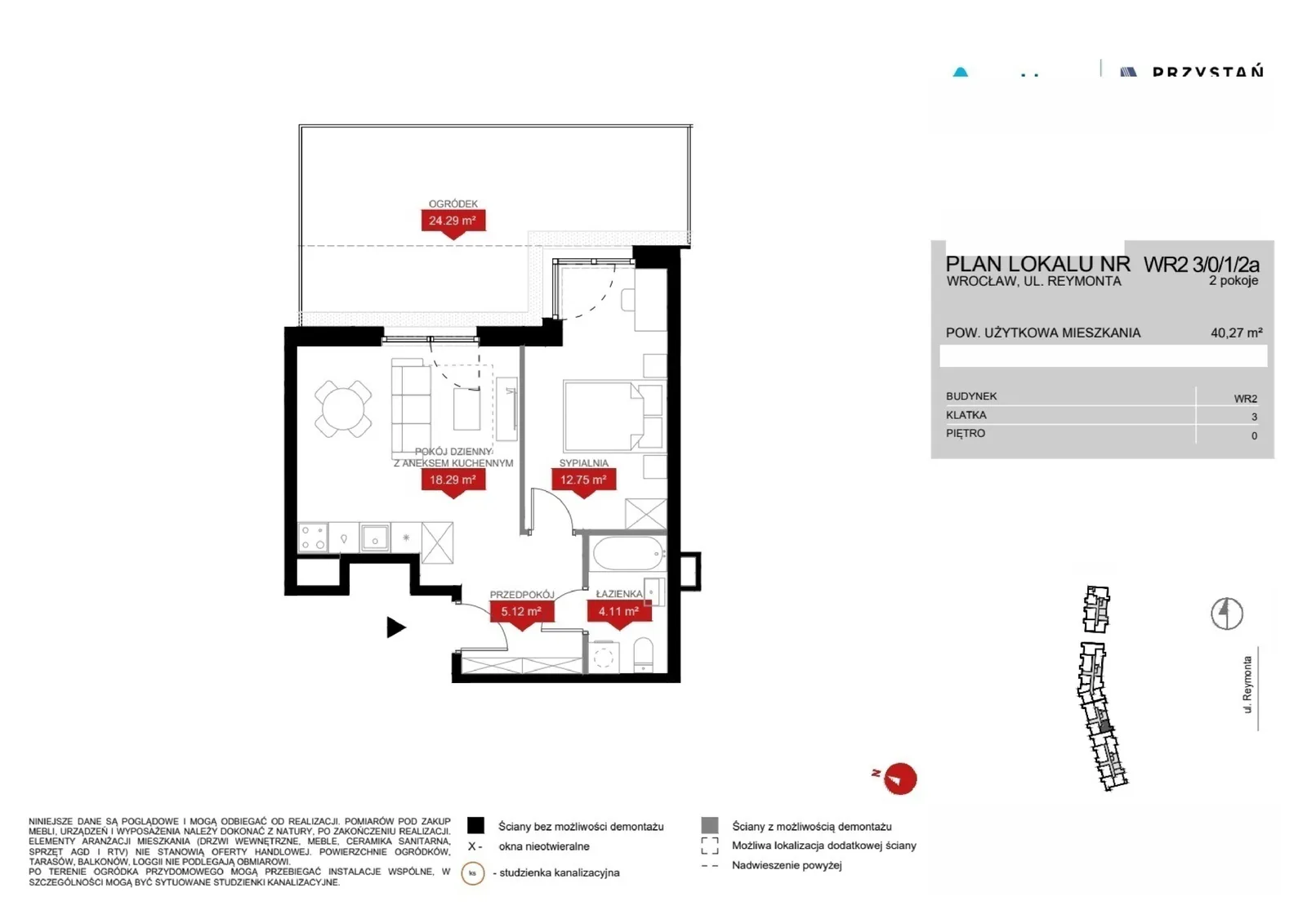Floor plan: Lokal WR2 3/0/1/2a, 2 pok.
