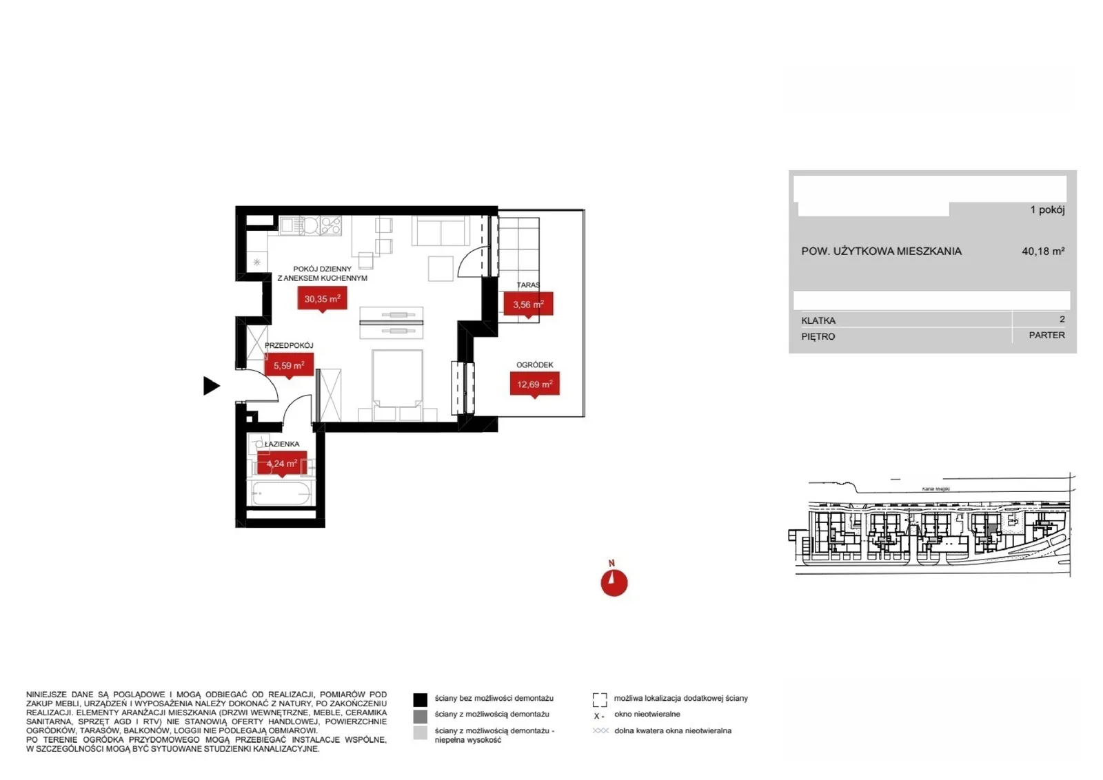 Floor plan: Lokal WR1 2/0/4/1a, 1 pok.