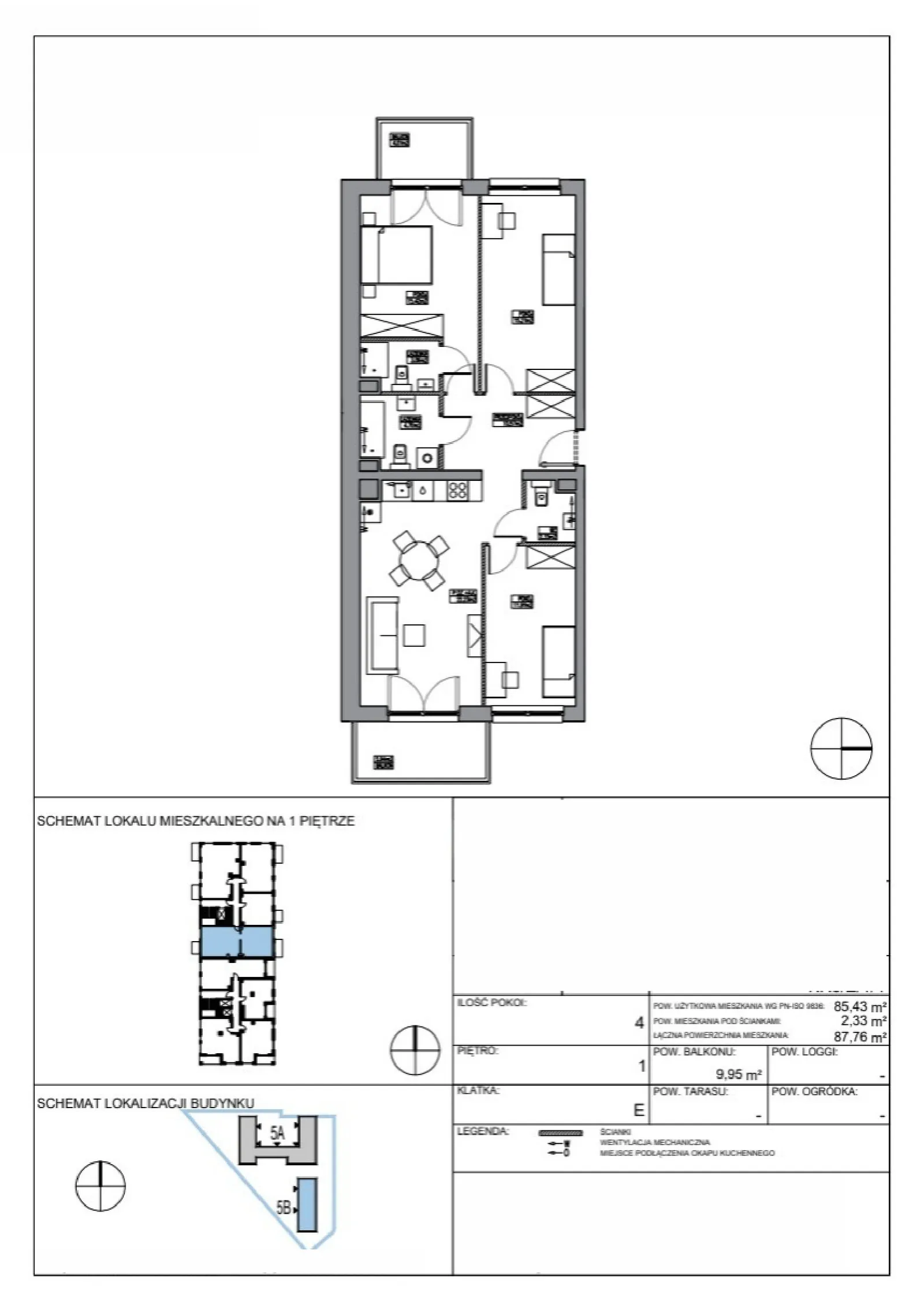 Floor plan: Apartment no. KR5/E/1/4