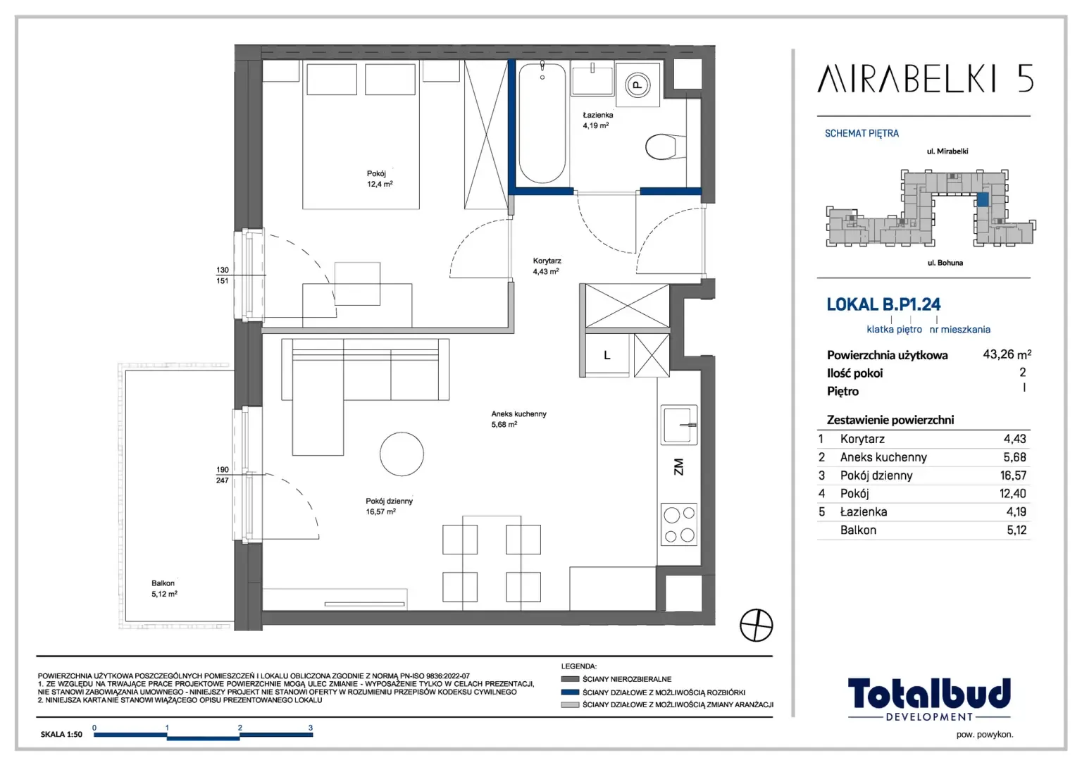 Floor plan: Apartment no. B.P1.24