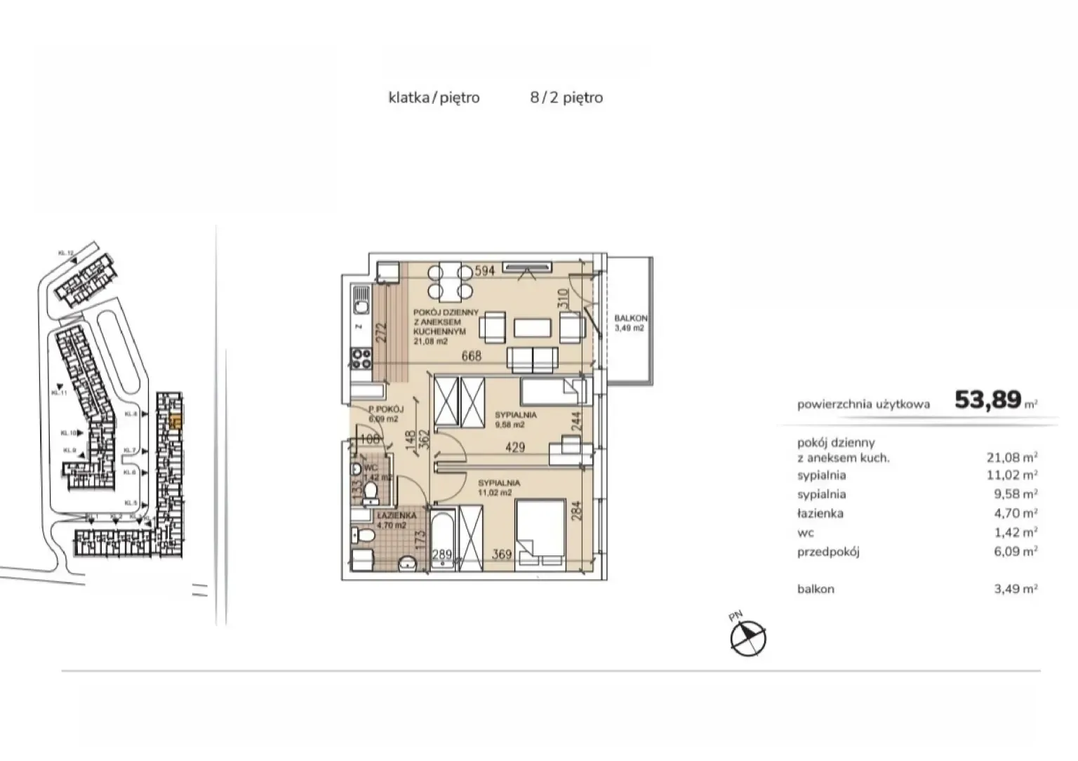 Floor plan: Apartment no. 8-2-11
