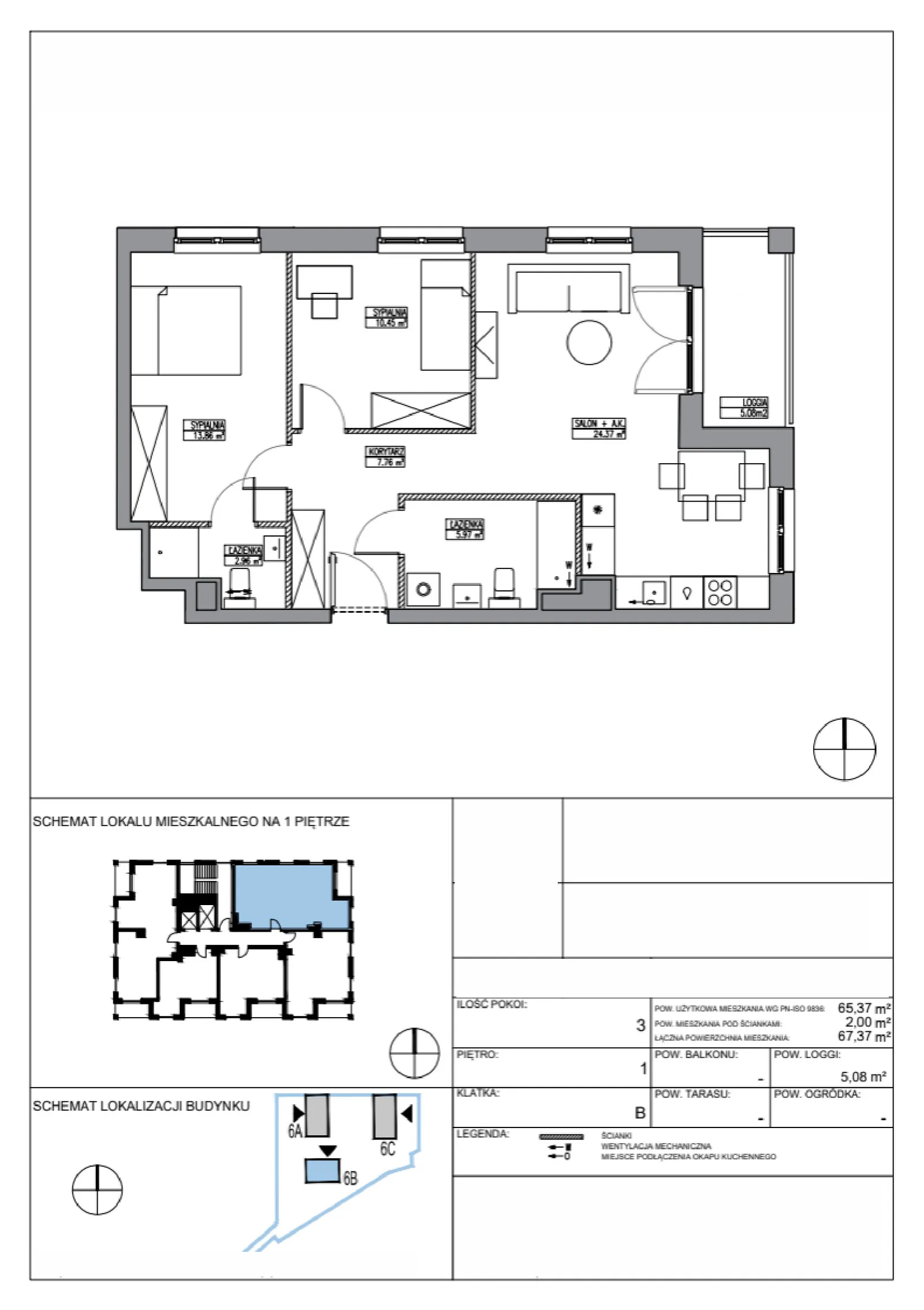 Floor plan: Apartment no. KR6/B/1/1