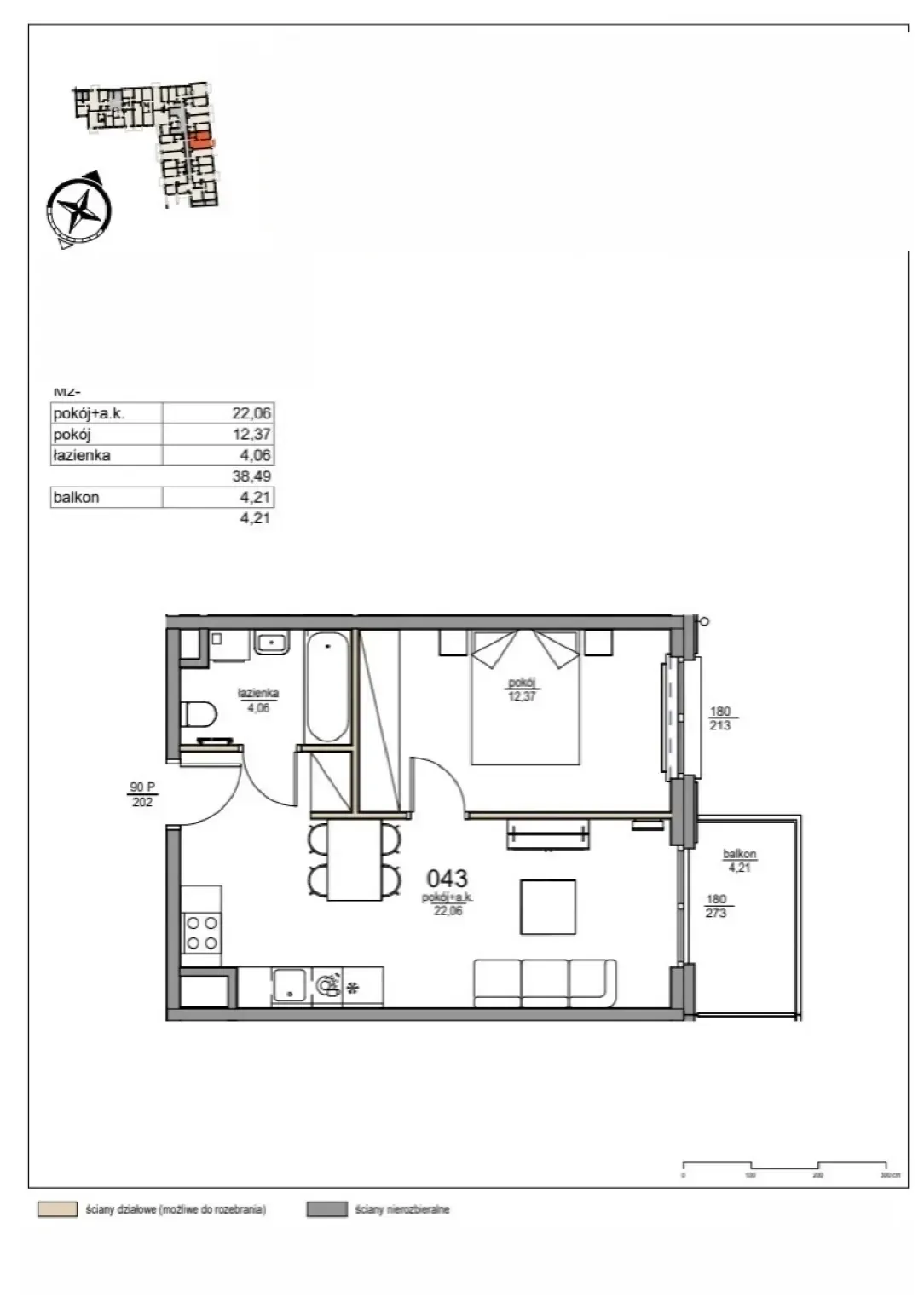 Floor plan: Apartment no. 43