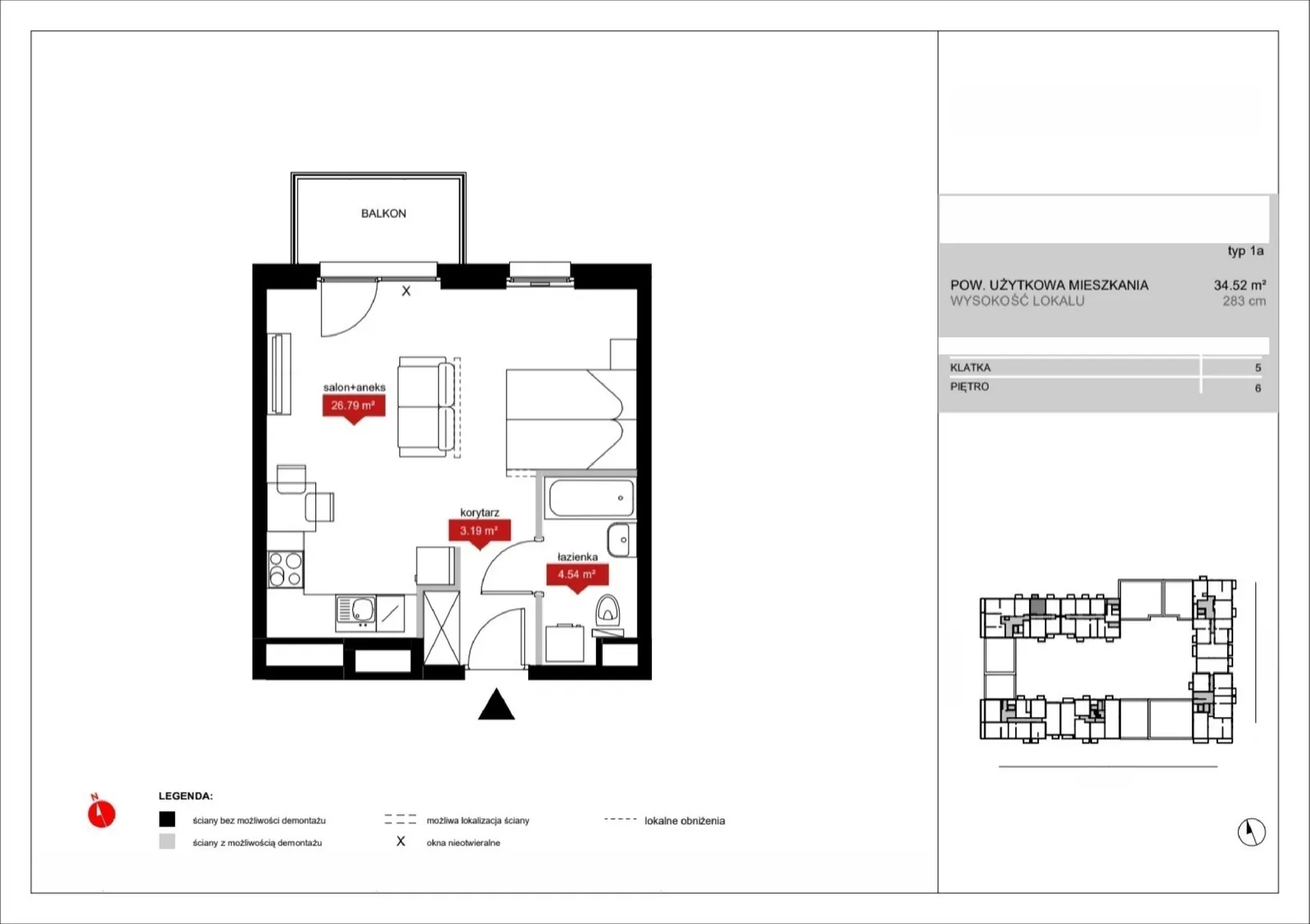 Floor plan: Lokal A5 61, 1 pok.