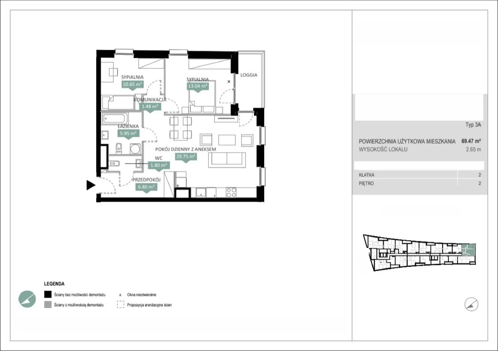Floor plan: Lokal A2 128, 3 pok.