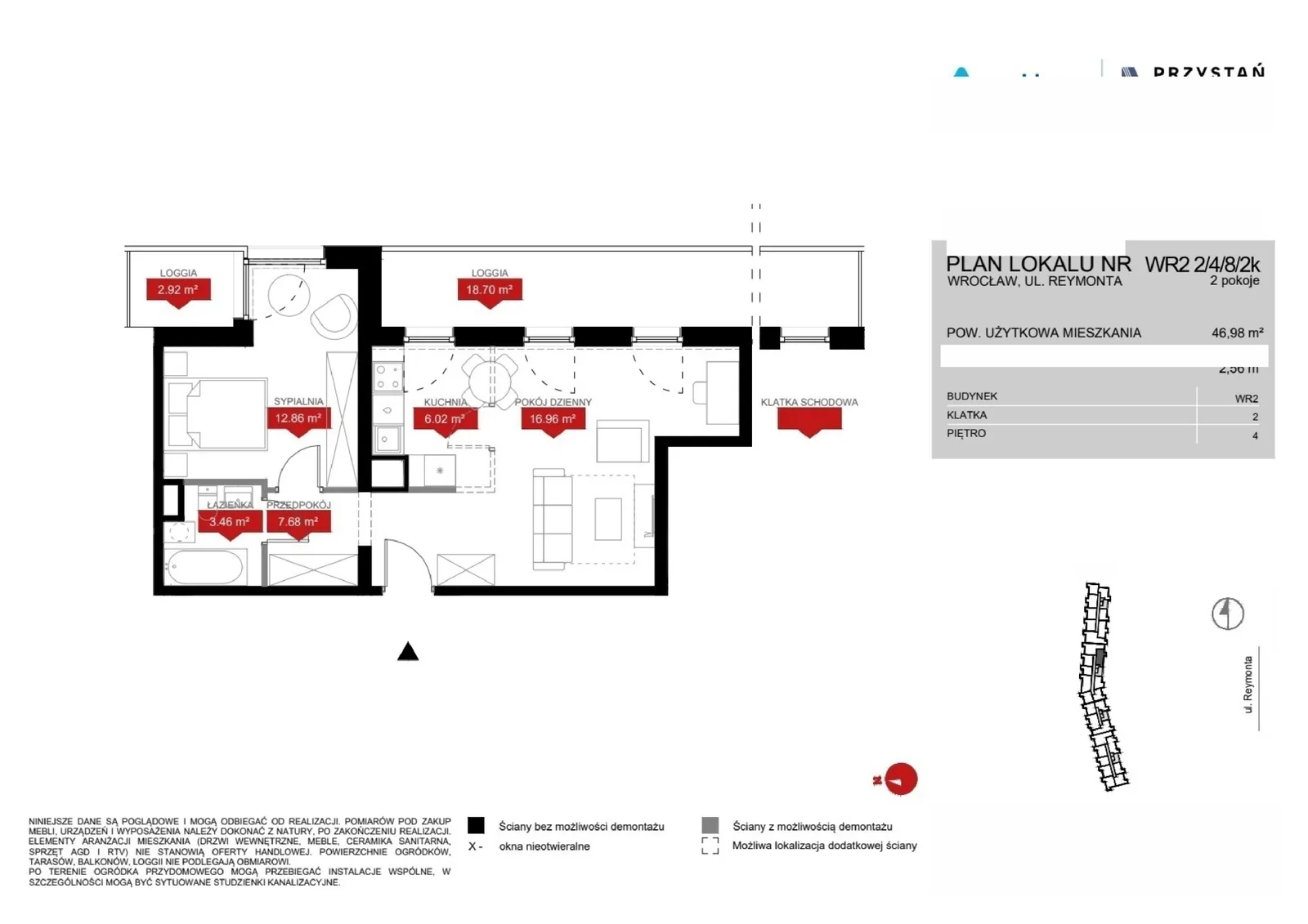 Floor plan: Lokal WR2 2/4/8/2k, 2 pok.