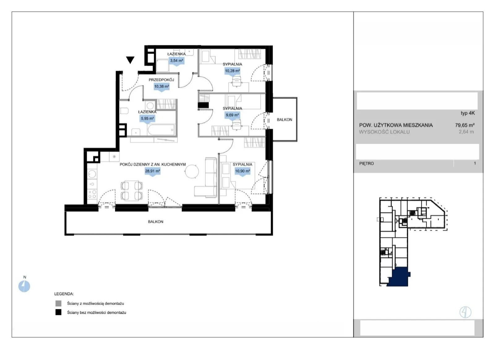 Floor plan: Lokal E1 11, 4 pok.