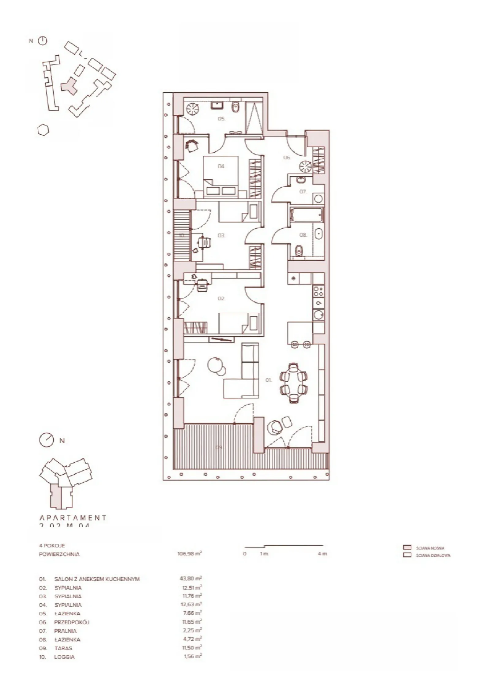 Floor plan: Apartment no. 2.02.M.04
