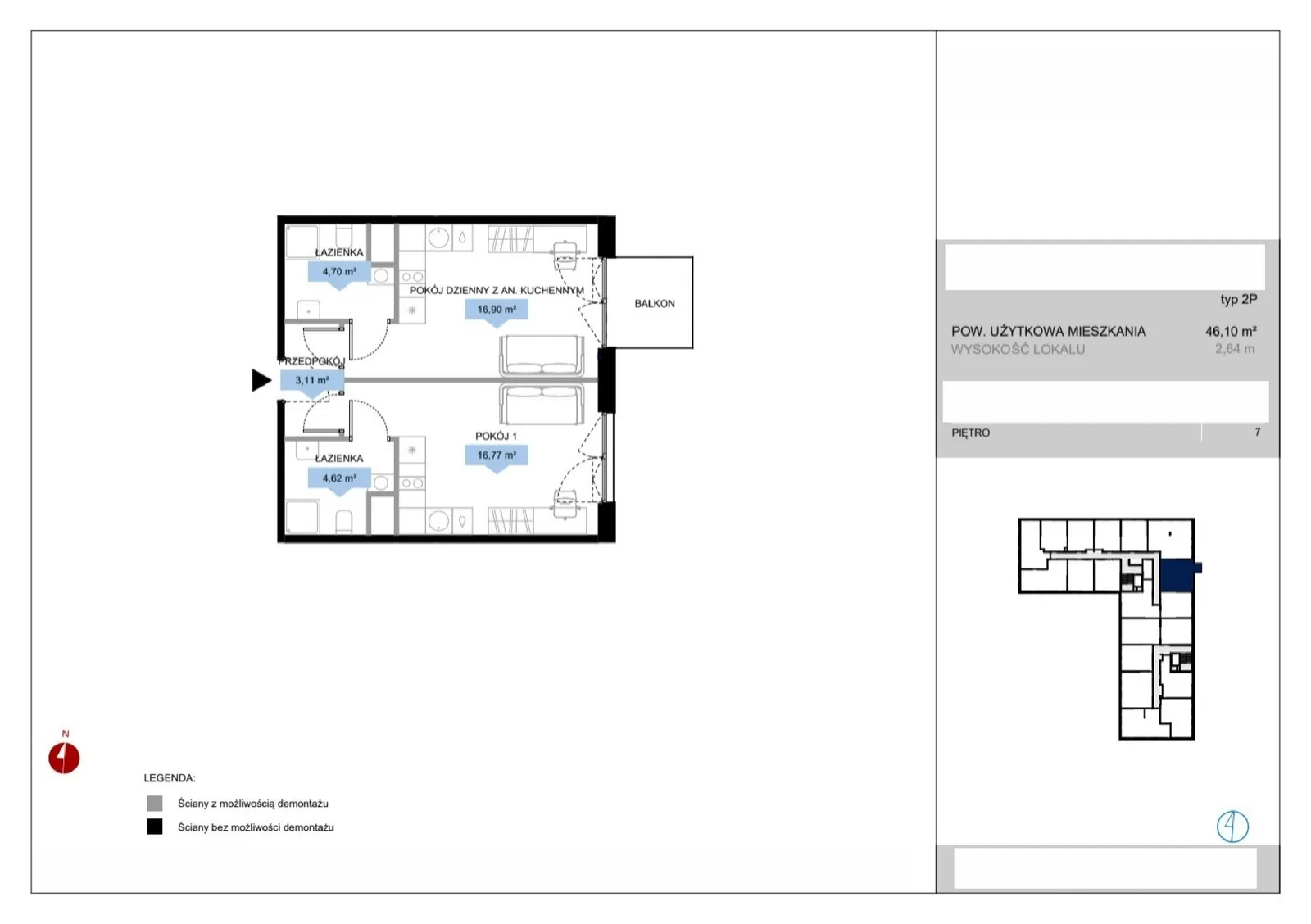 Floor plan: Lokal D1 88, 2 pok.