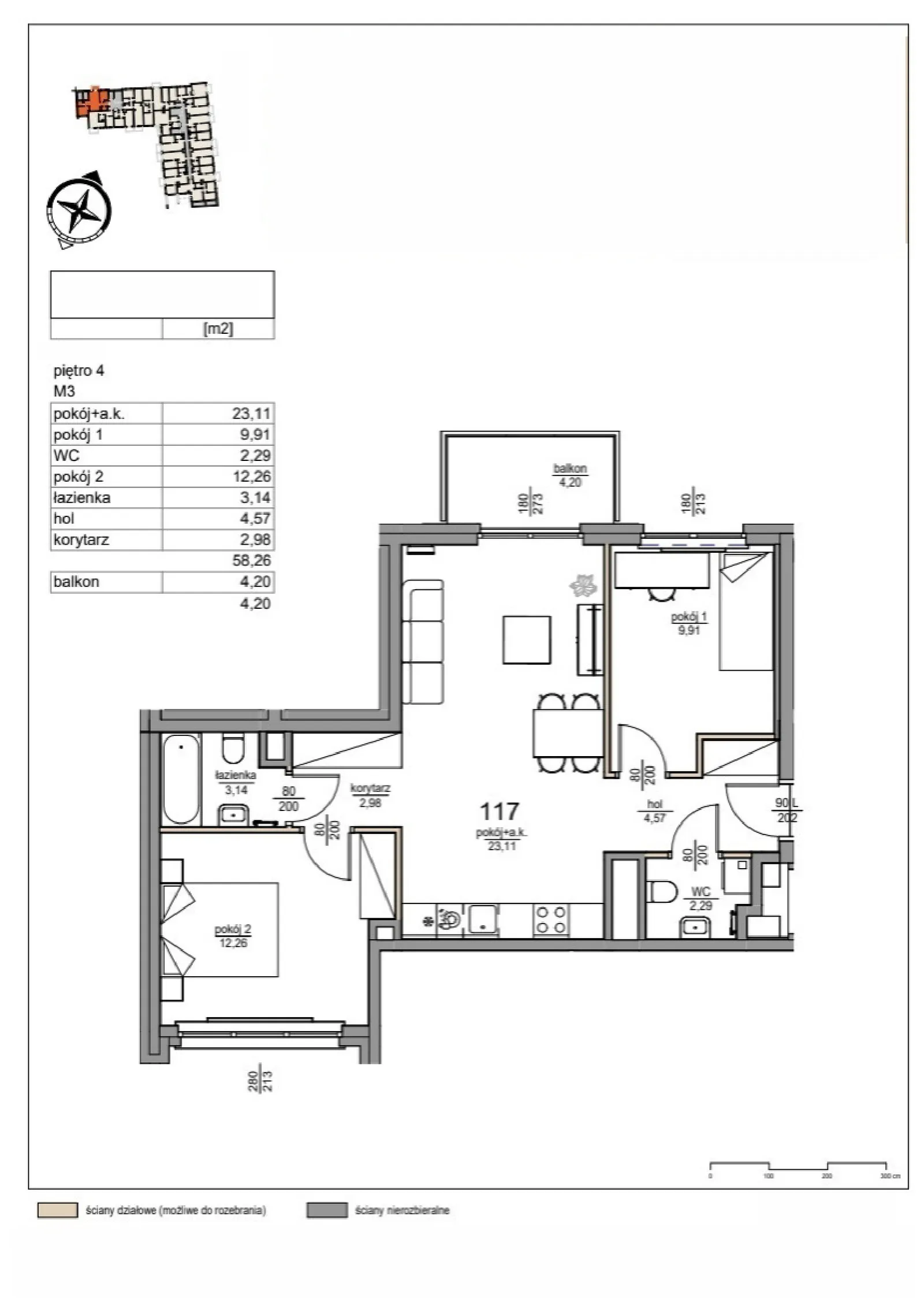 Floor plan: Apartment no. 117