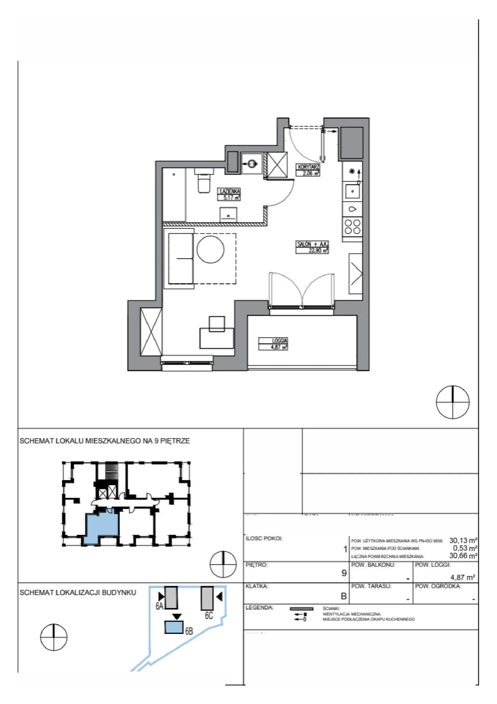 Floor plan: Apartment no. KR6/B/9/4