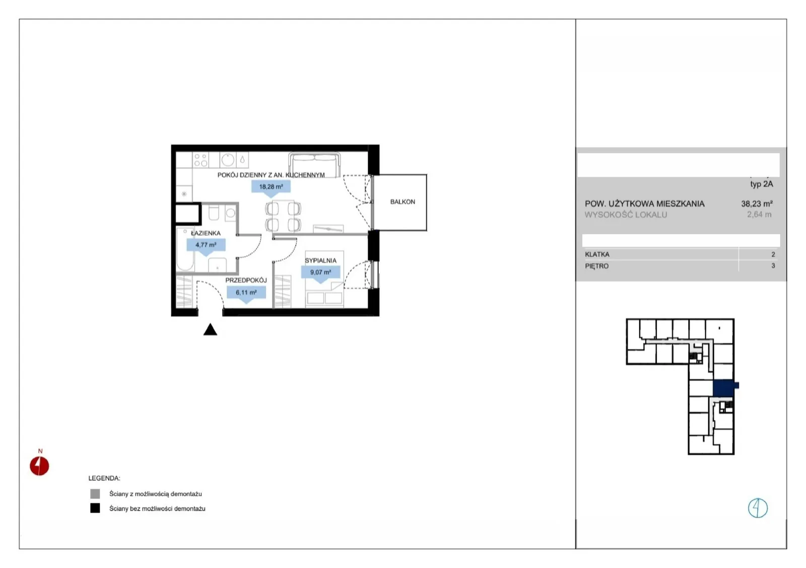Floor plan: Lokal D2 27, 2 pok.