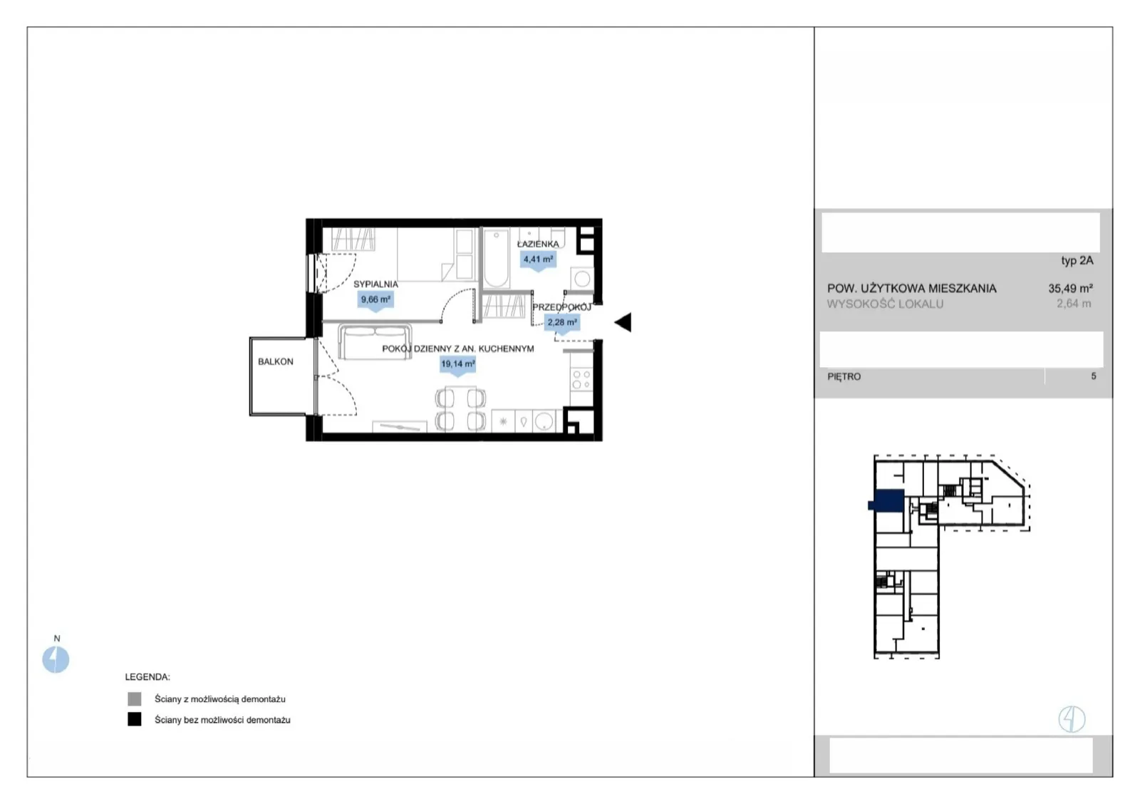 Floor plan: Lokal E2 34, 2 pok.