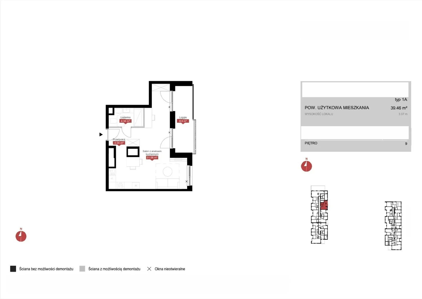 Floor plan: Lokal C2F 234, 1 pok.