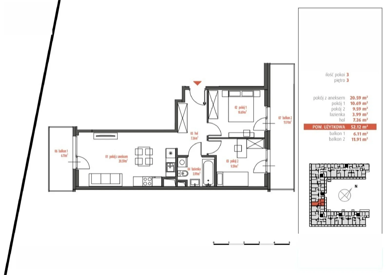 Floor plan: Apartment no. PUR/AC4.4