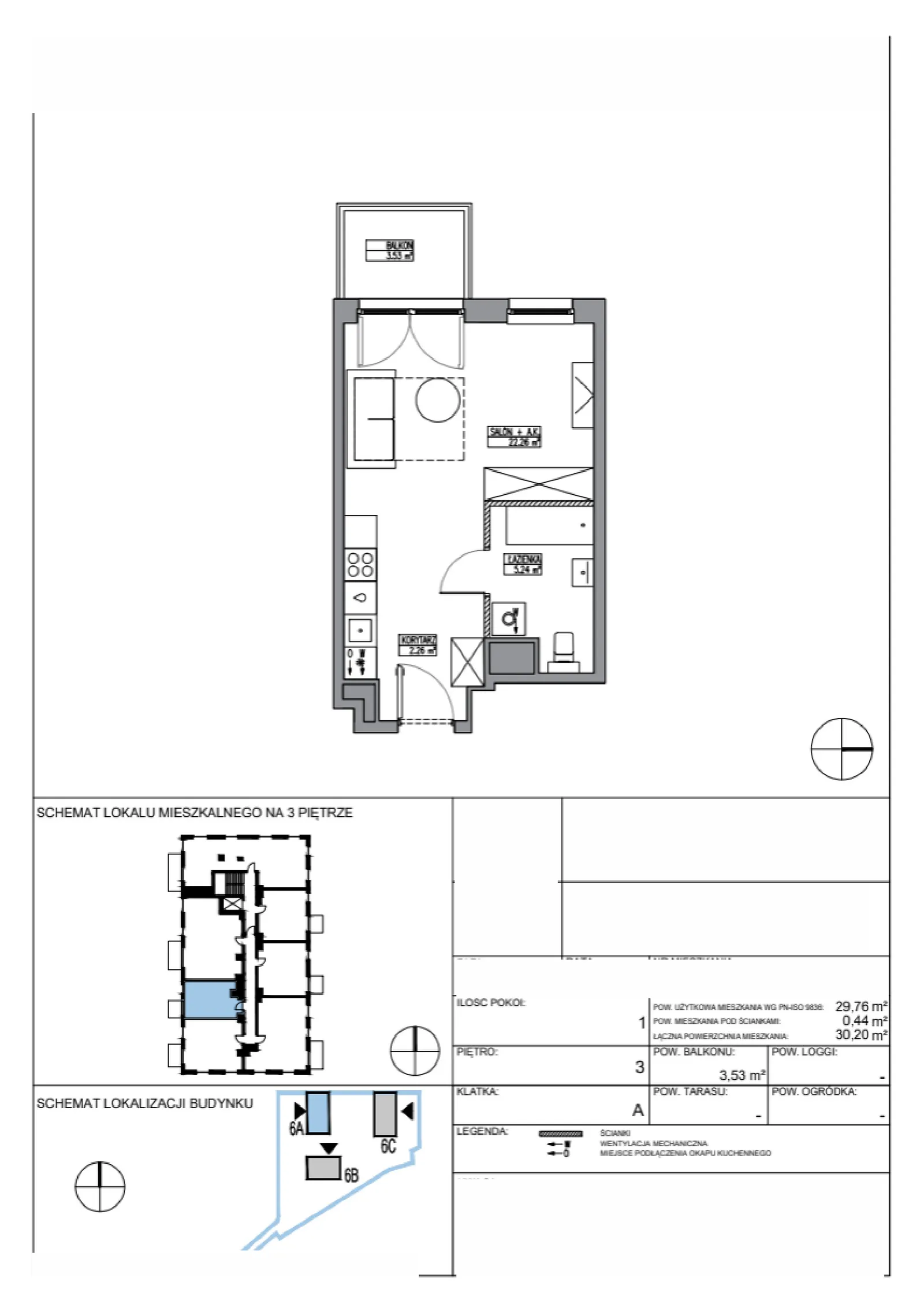 Floor plan: Apartment no. KR6/A/3/6