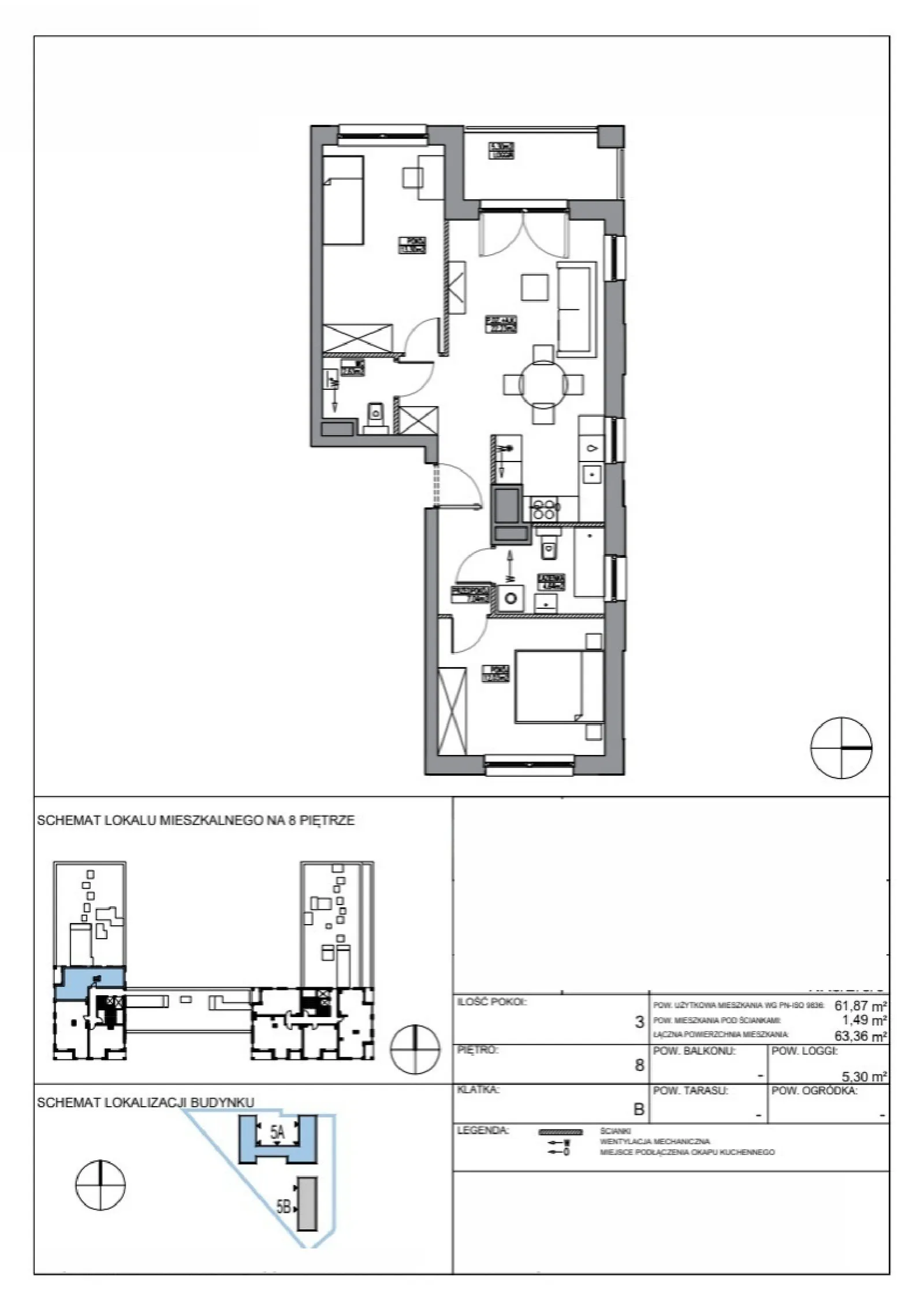 Floor plan: Apartment no. KR5/B/8/3