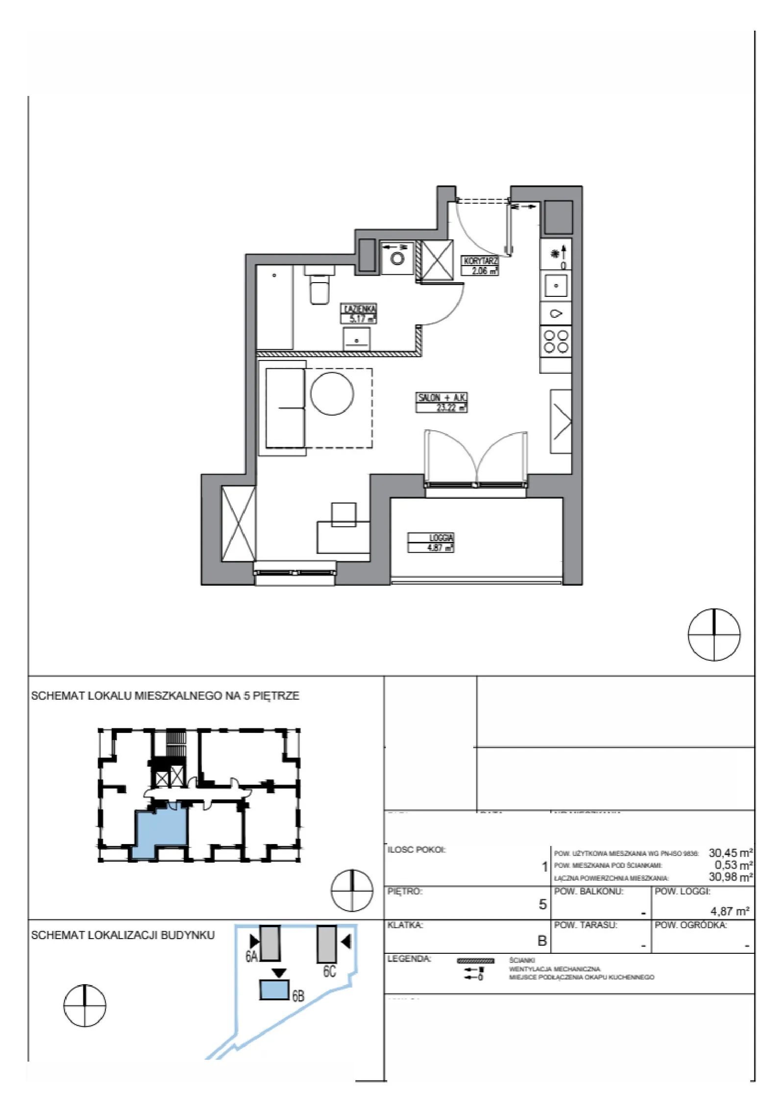 Floor plan: Apartment no. KR6/B/5/4