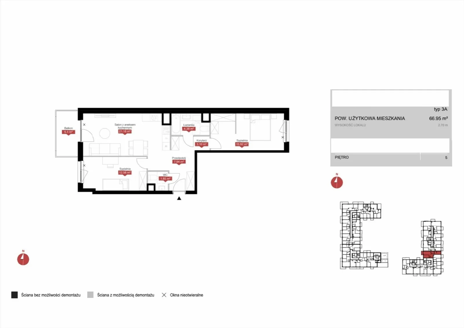 Floor plan: Lokal C1B 72, 3 pok.