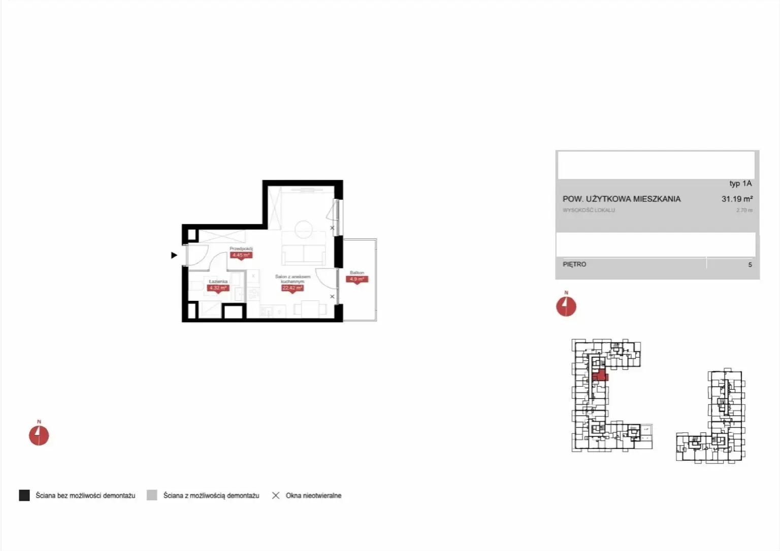 Floor plan: Lokal C2F 201, 1 pok.