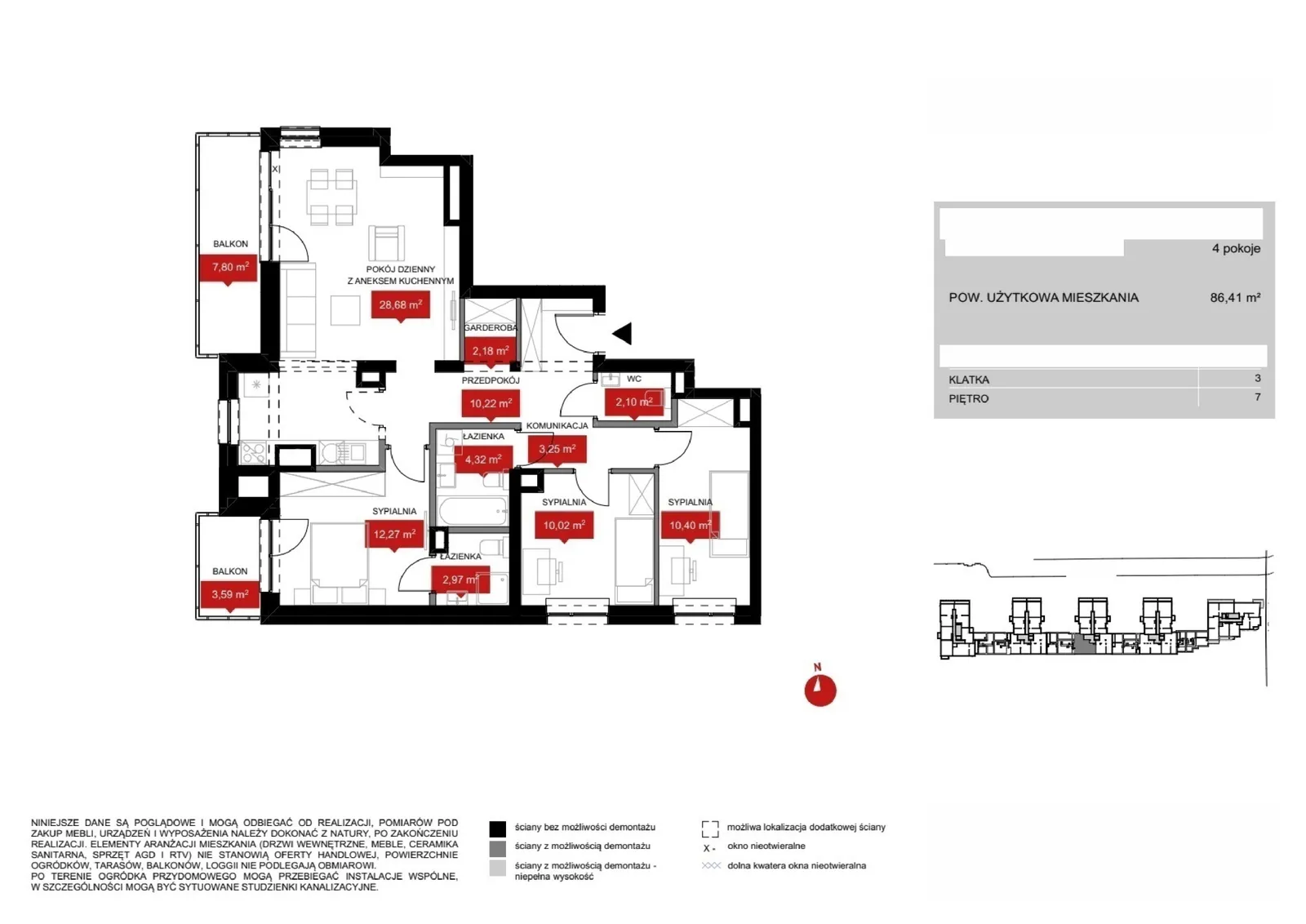 Floor plan: Lokal WR1 3/7/6/4k, 4 pok.