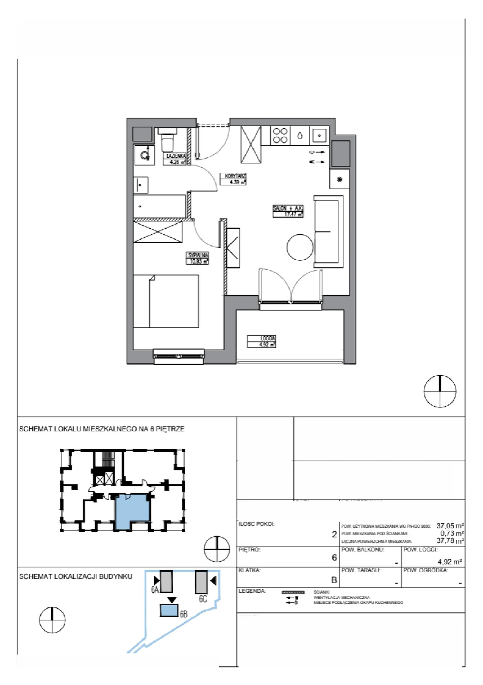 Floor plan: Apartment no. KR6/B/6/3
